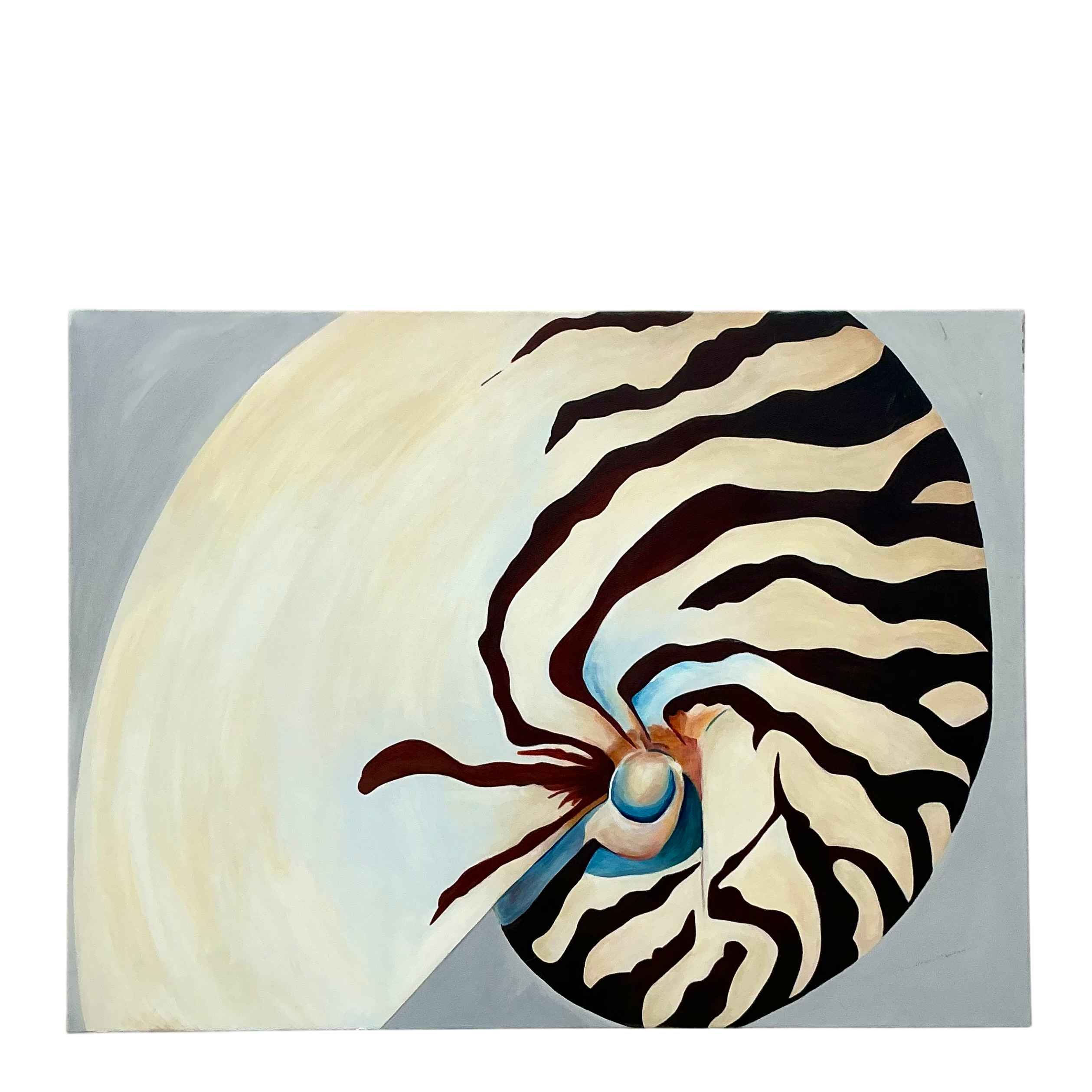 Vintage Coastal Original Nautilus Oil Painting on Canvas