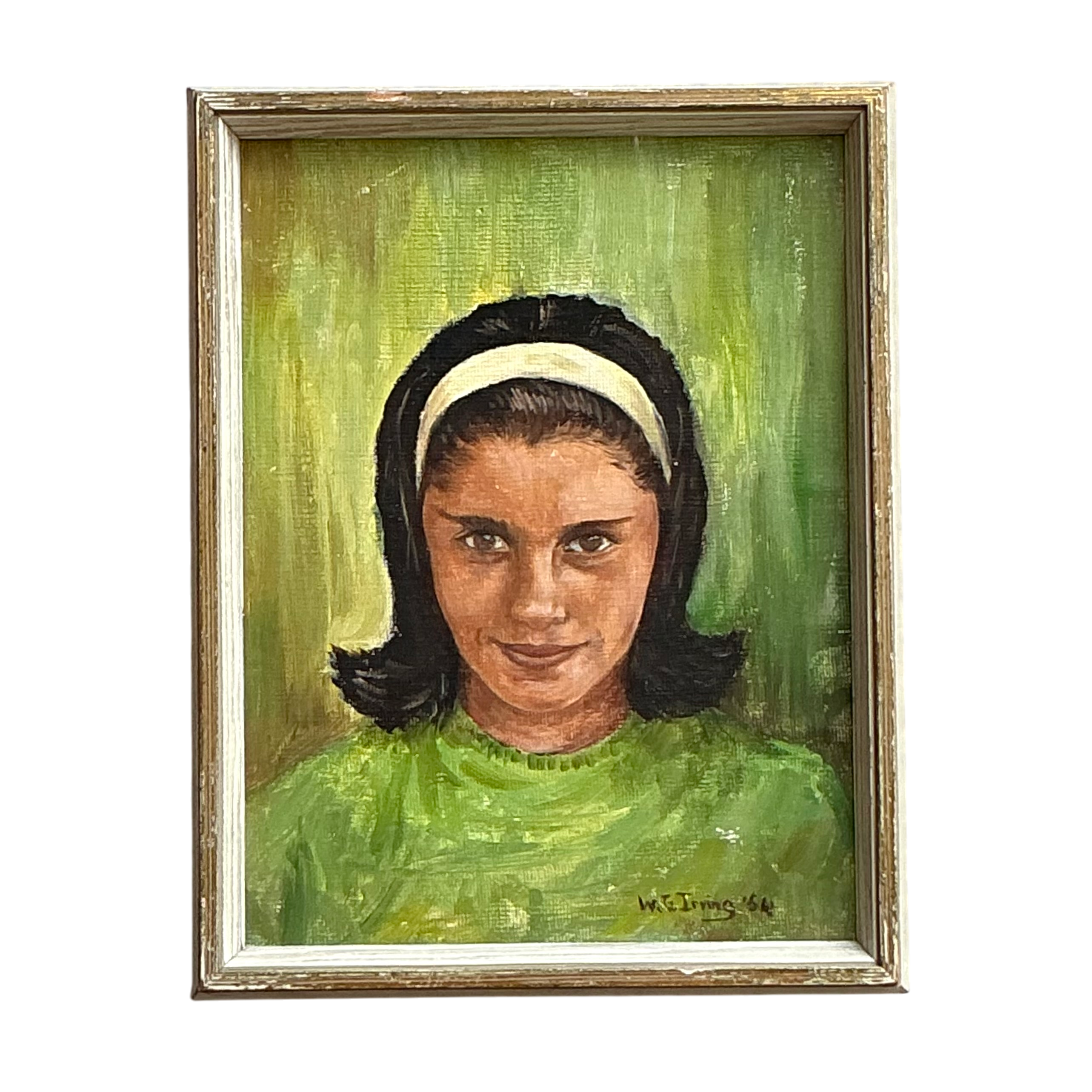 Vintage Boho Original Oil Portrait On Board