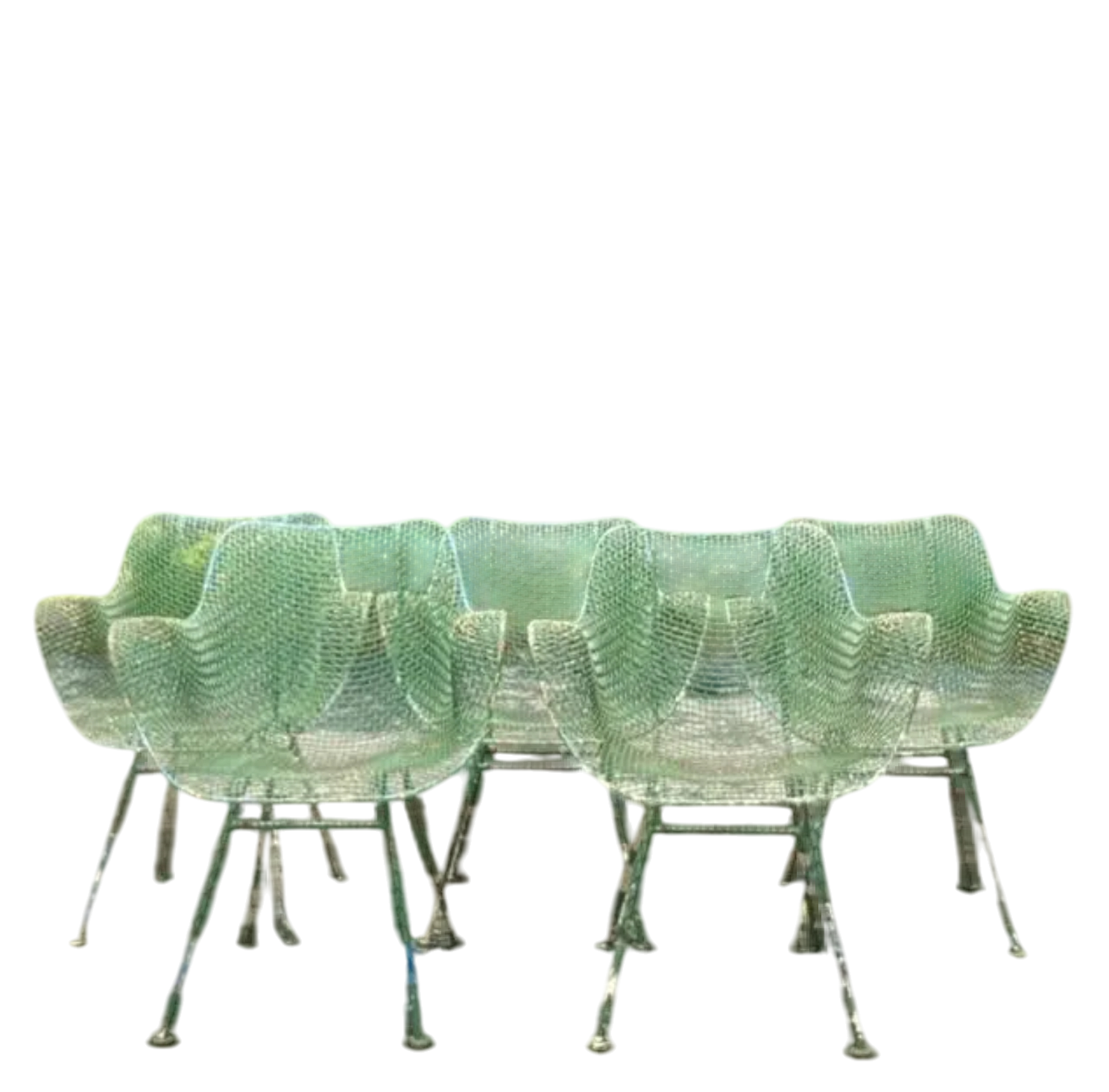 Vintage Mid-Century Modern Wrought Iron “Sculptura” Chairs After Woodard - Set of 5