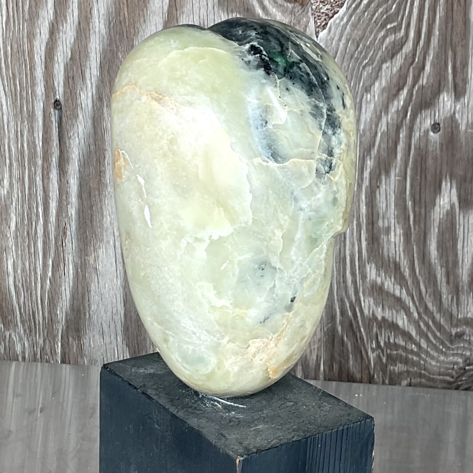 Vintage Boho Carved Stone Sculpture - Back view
