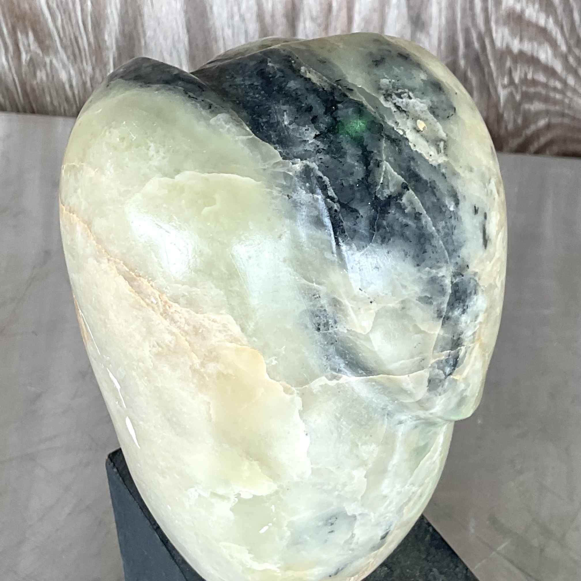 Vintage Boho Carved Stone Sculpture - Top view