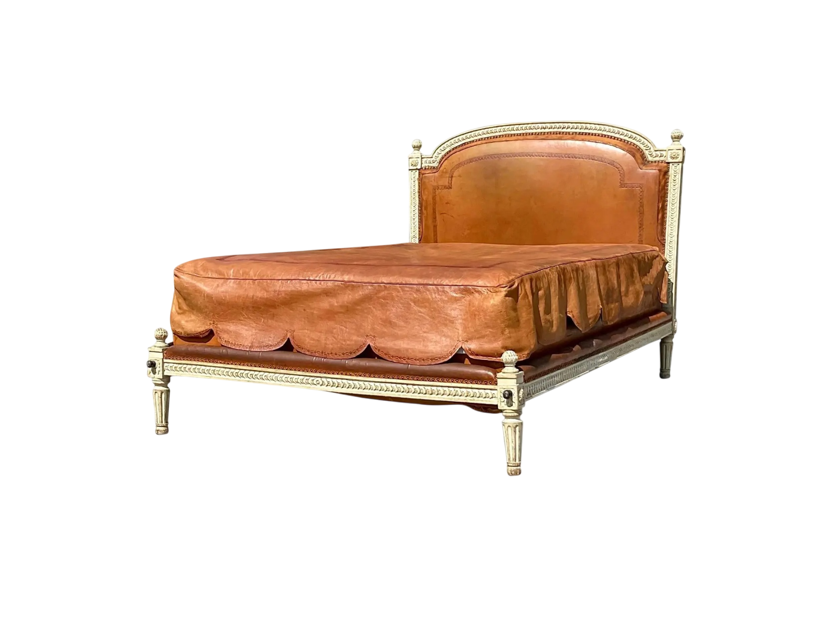 Vintage Regency Embossed Leather Daybed - Detail view
