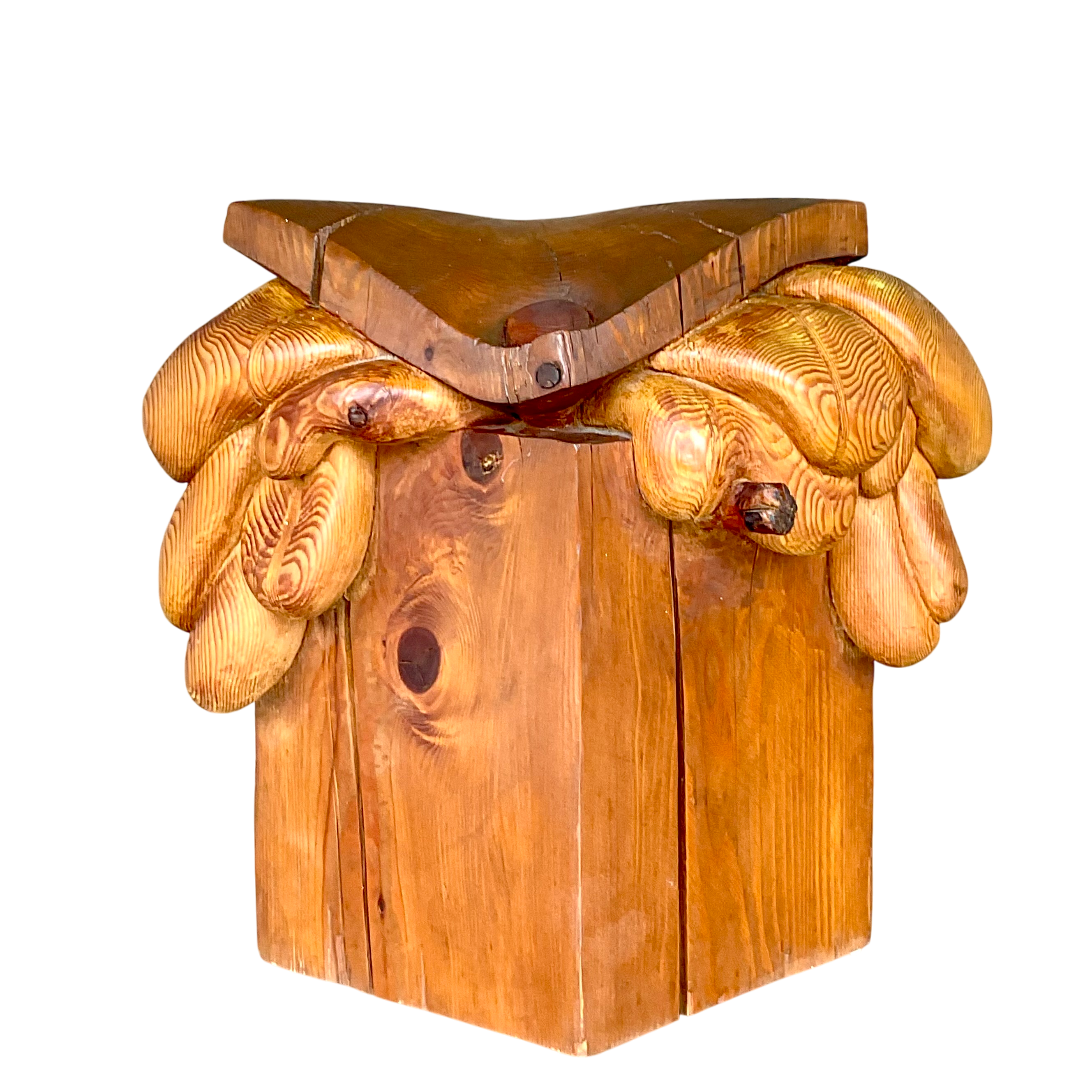Vintage Boho Original Signed Hand Carved Outsider Art Sculpture