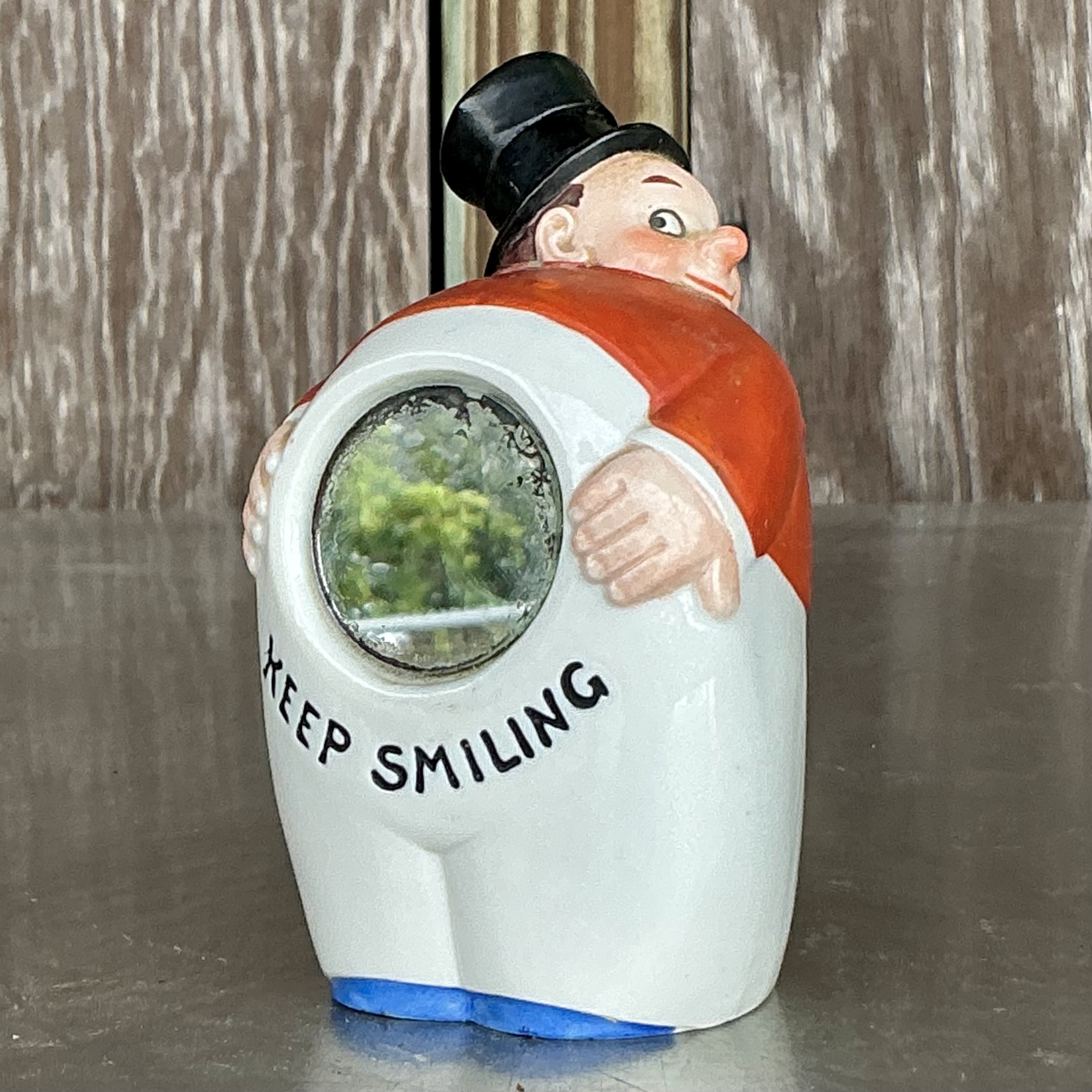 Vintage Boho German Painted Flask - Side view