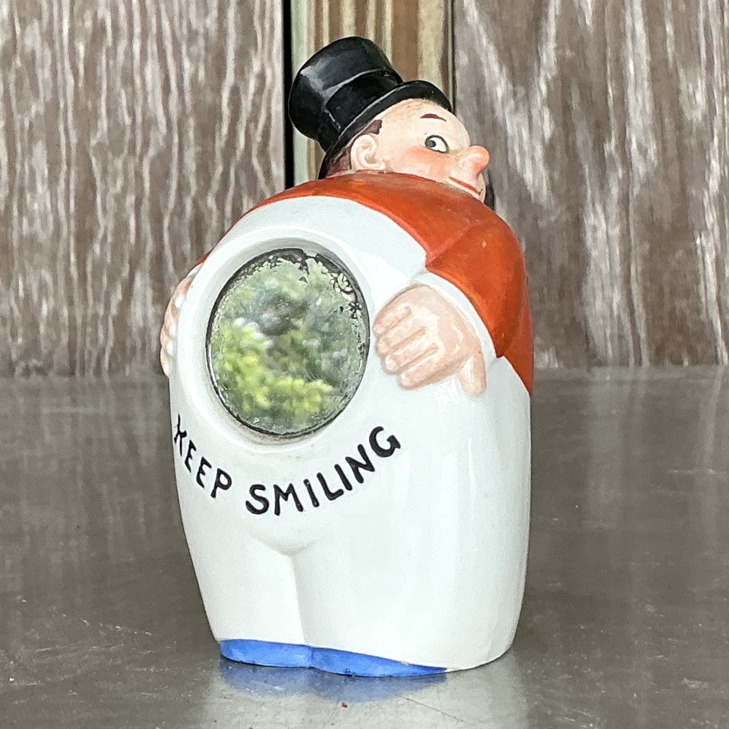 Vintage Boho German Painted Flask - Back view