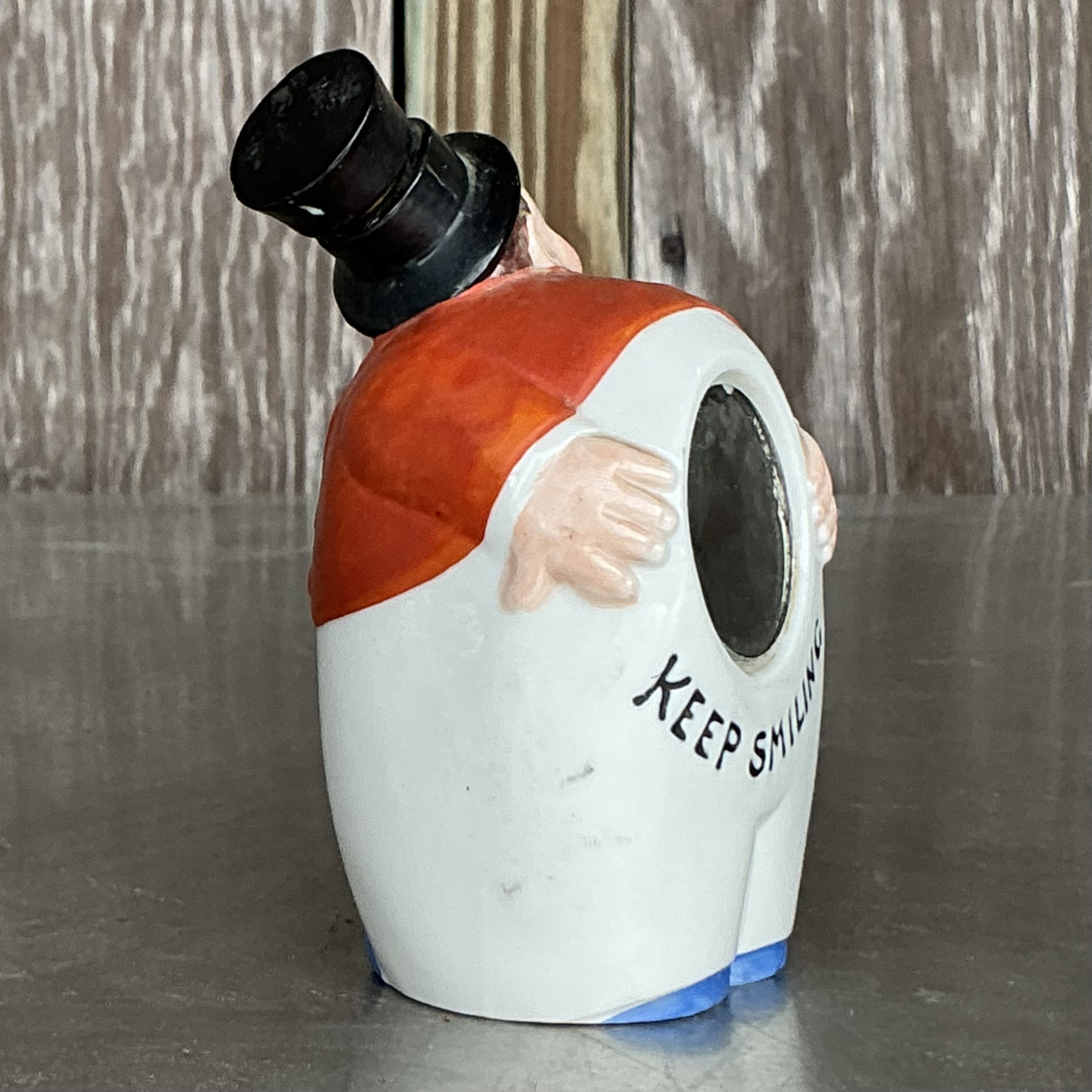 Vintage Boho German Painted Flask - Top view