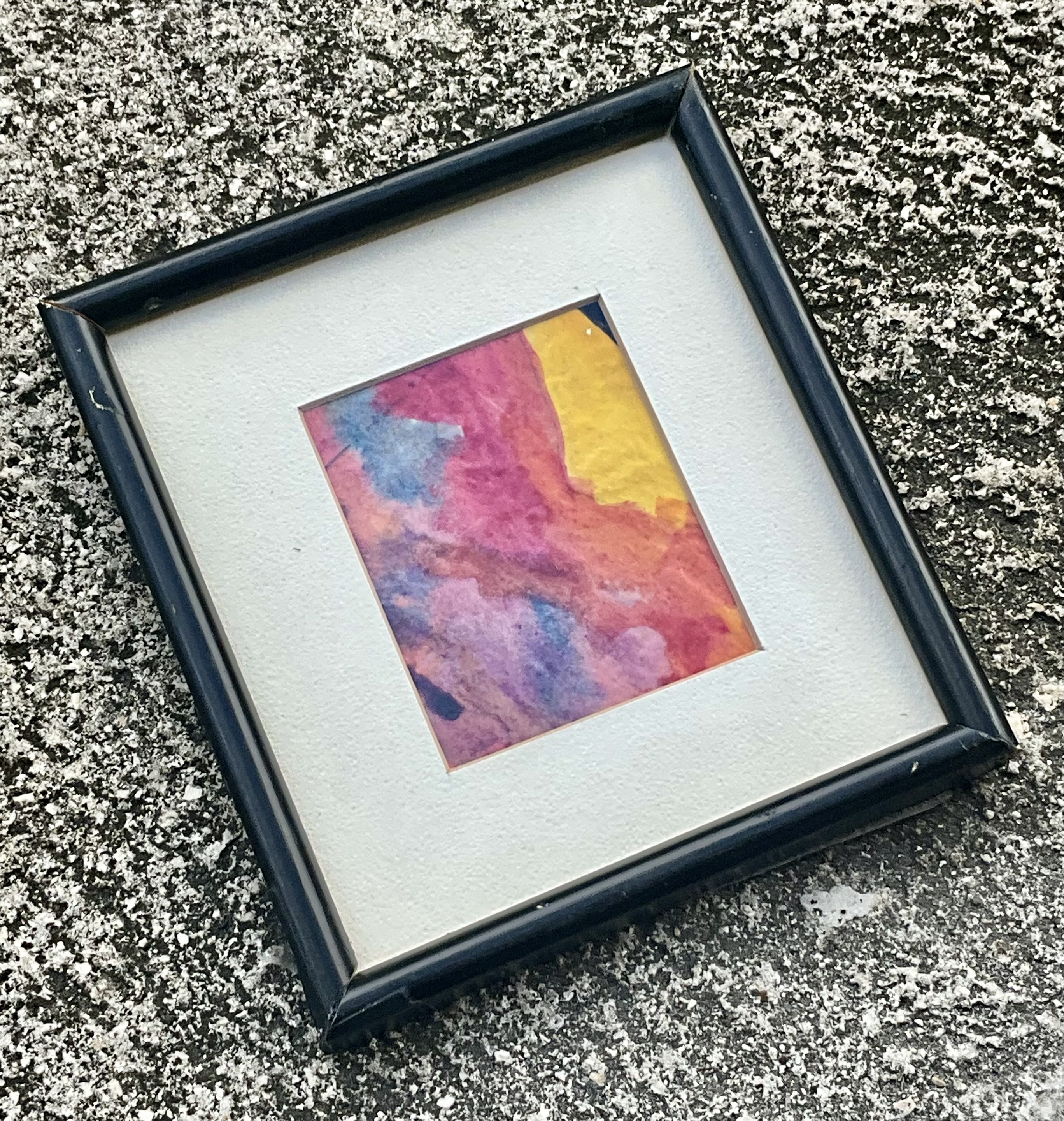 Vintage Boho Original Watercolor on Paper - Side view
