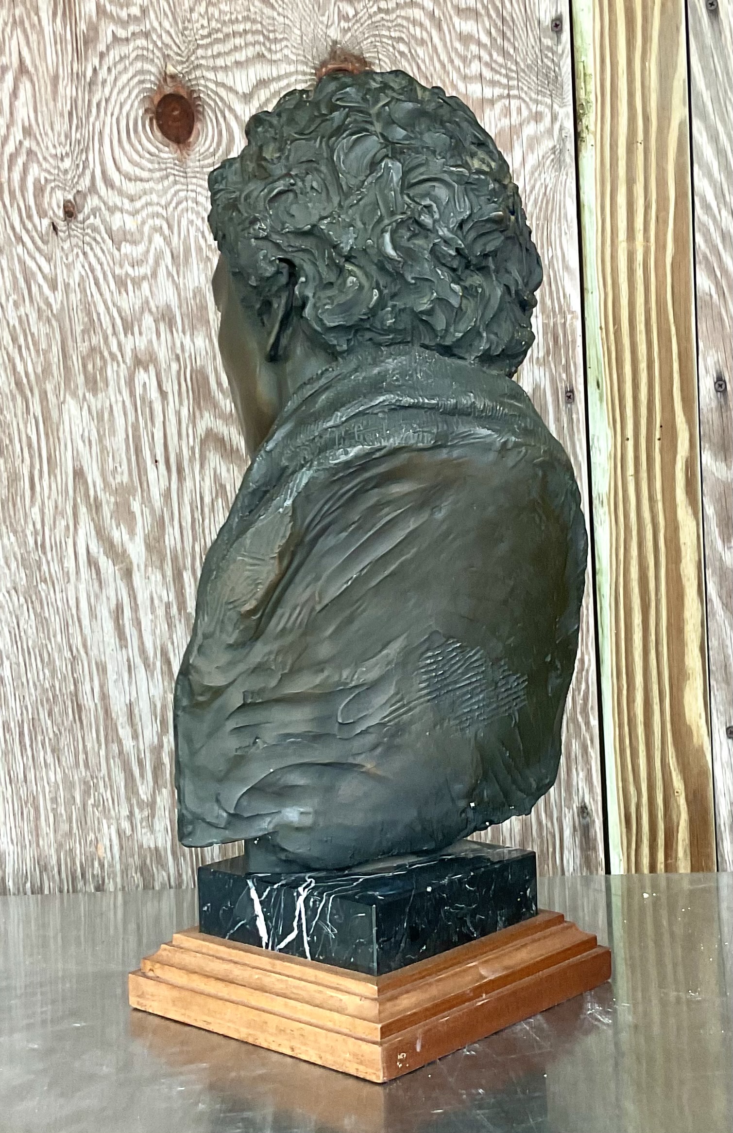 Vintage Regency Glenda Goodacre Attributed Bronze Bust of Man - Top view