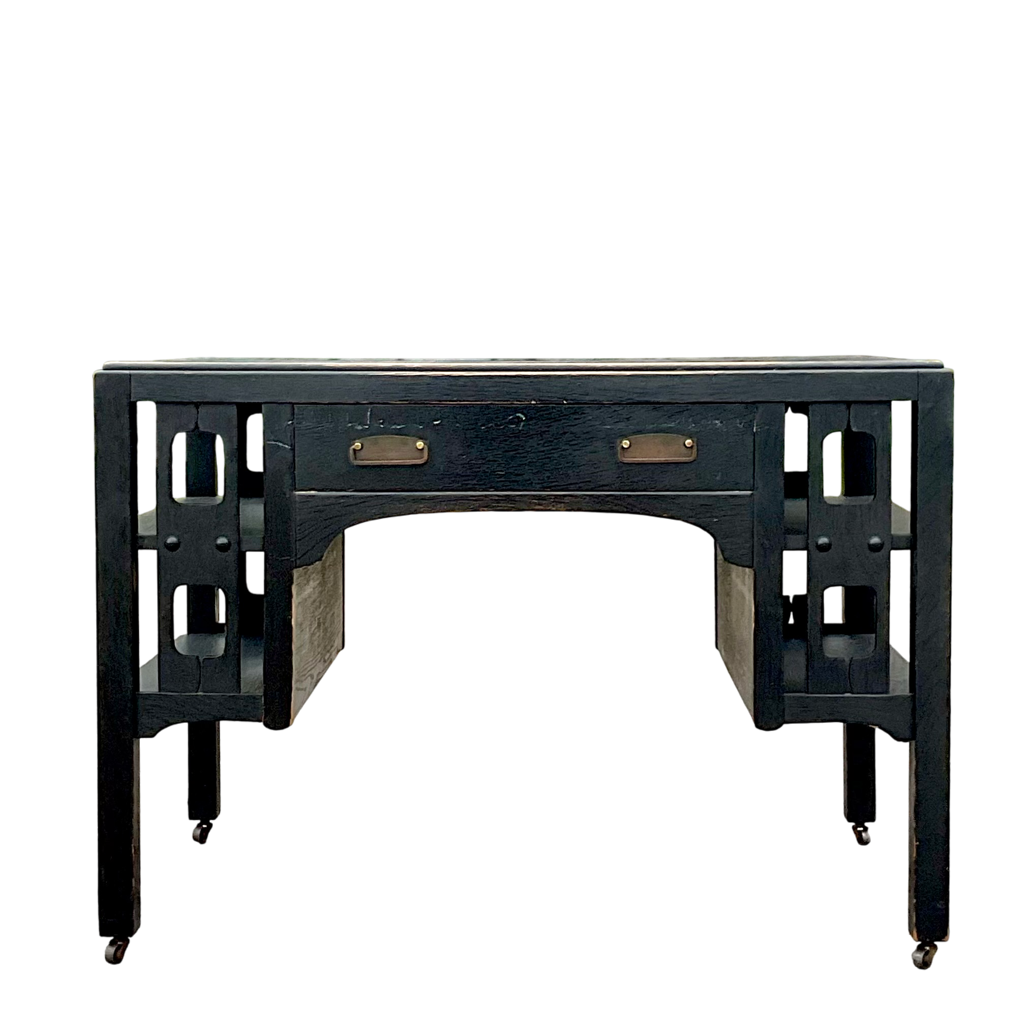 Early 20th Century Boho Arts and Crafts Mission Style Oak Desk