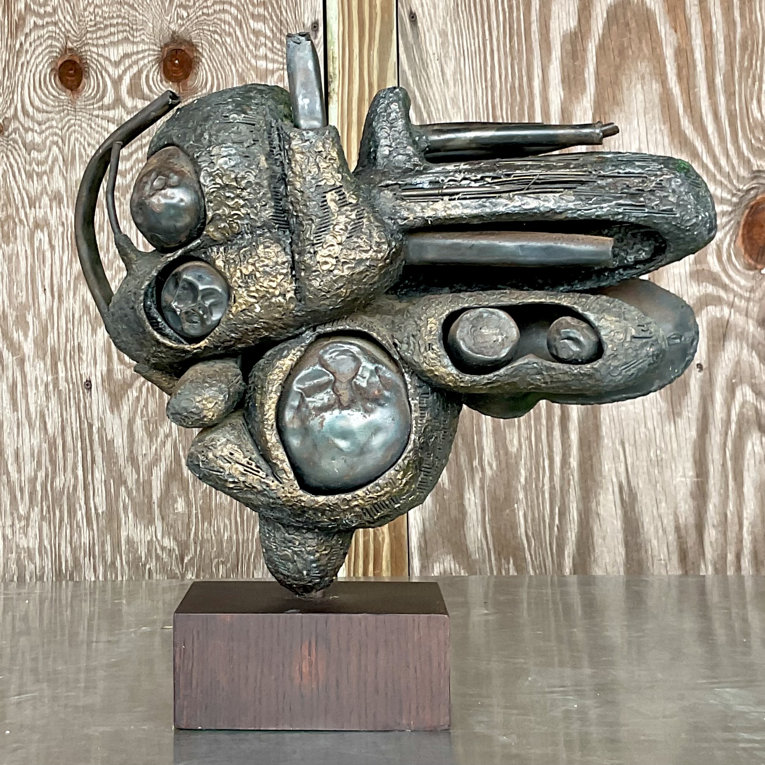Vintage Boho Rudolph Seno Abstract Bronze Sculpture - Detail view