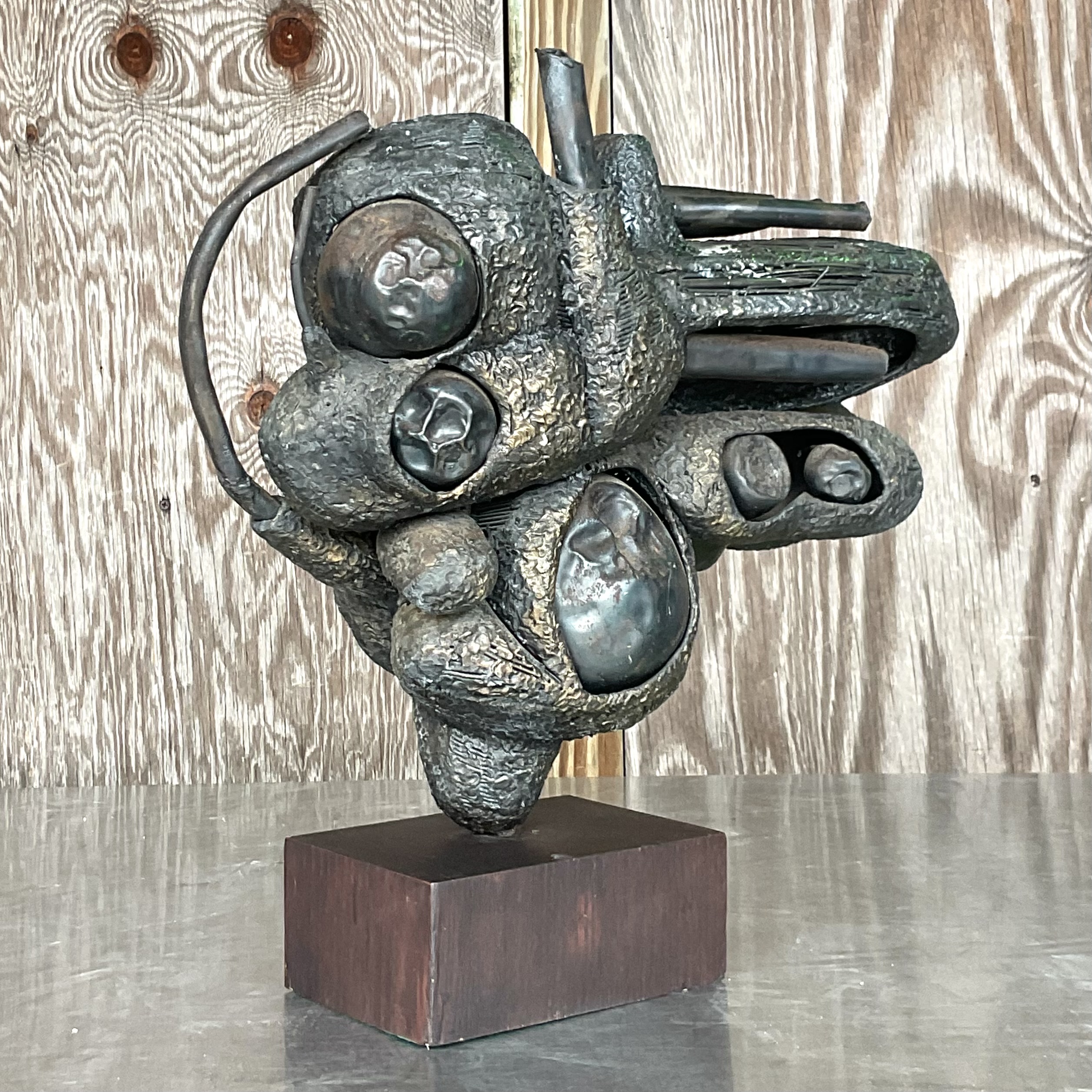 Vintage Boho Rudolph Seno Abstract Bronze Sculpture - Top view