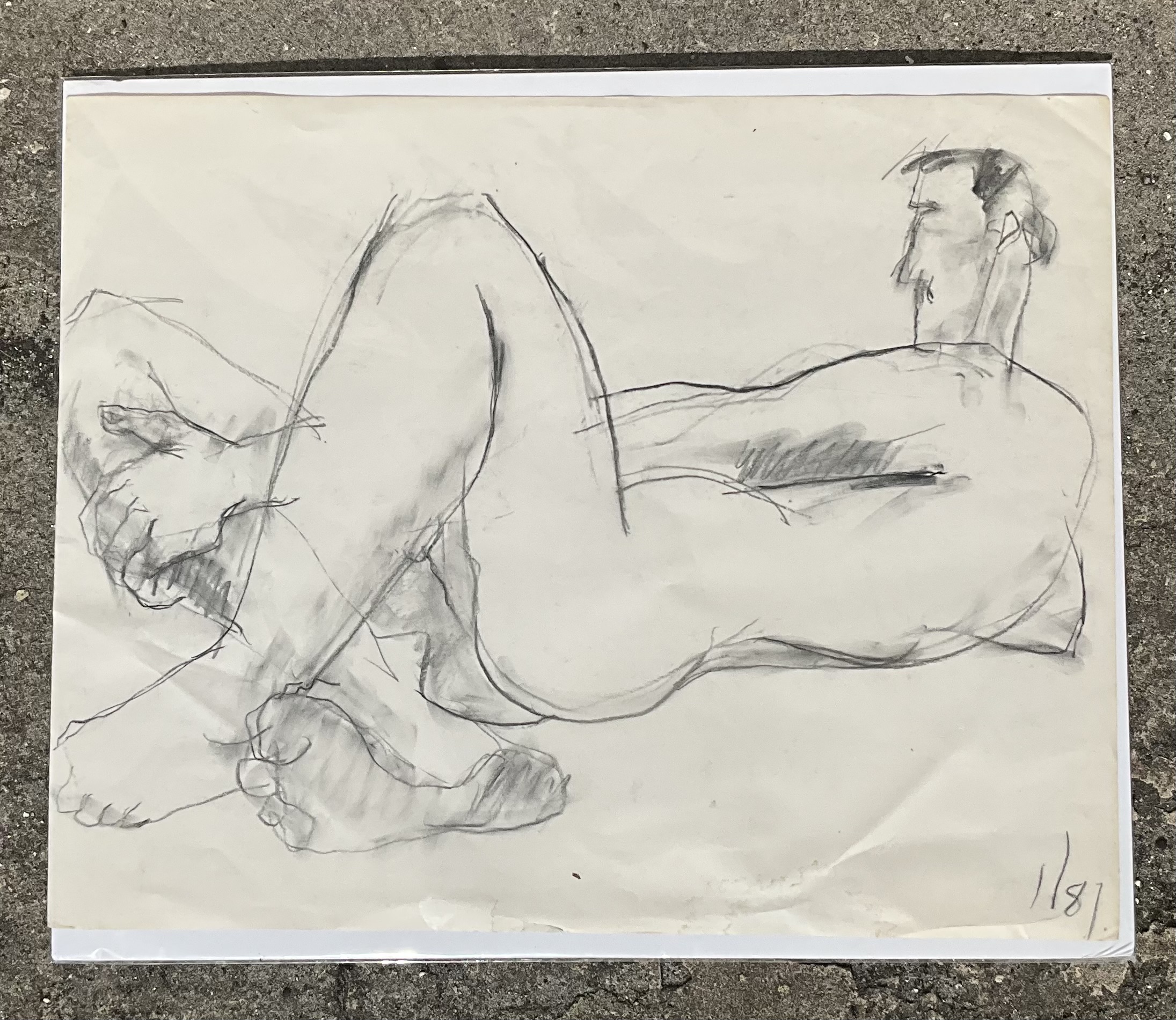 Vintage Boho Sketch of Man on Paper - Side view