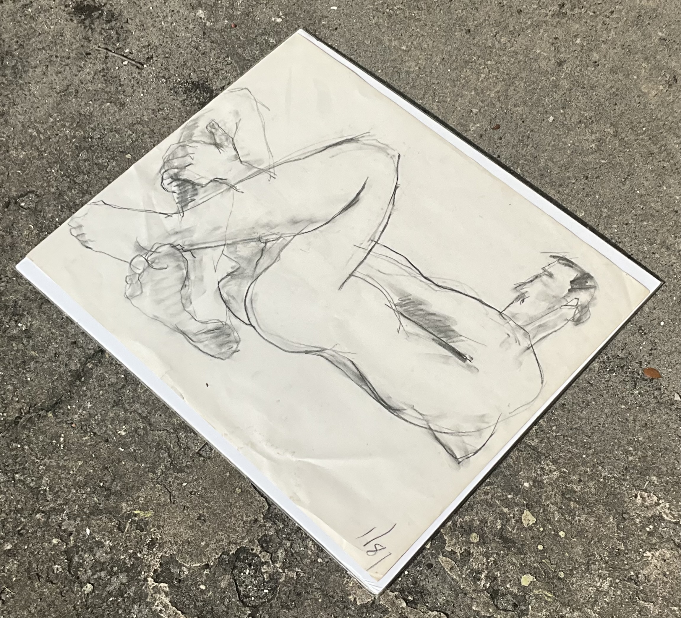 Vintage Boho Sketch of Man on Paper - Top view