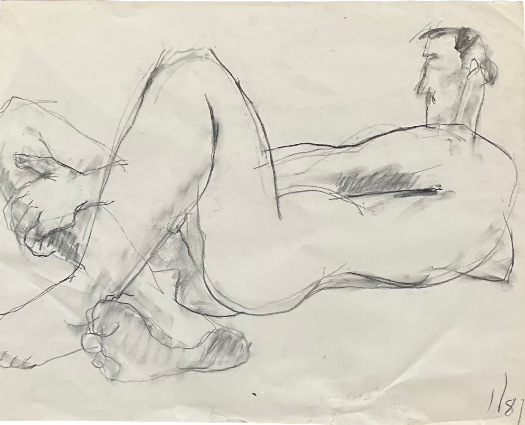 Vintage Boho Sketch of Man on Paper - Detail view