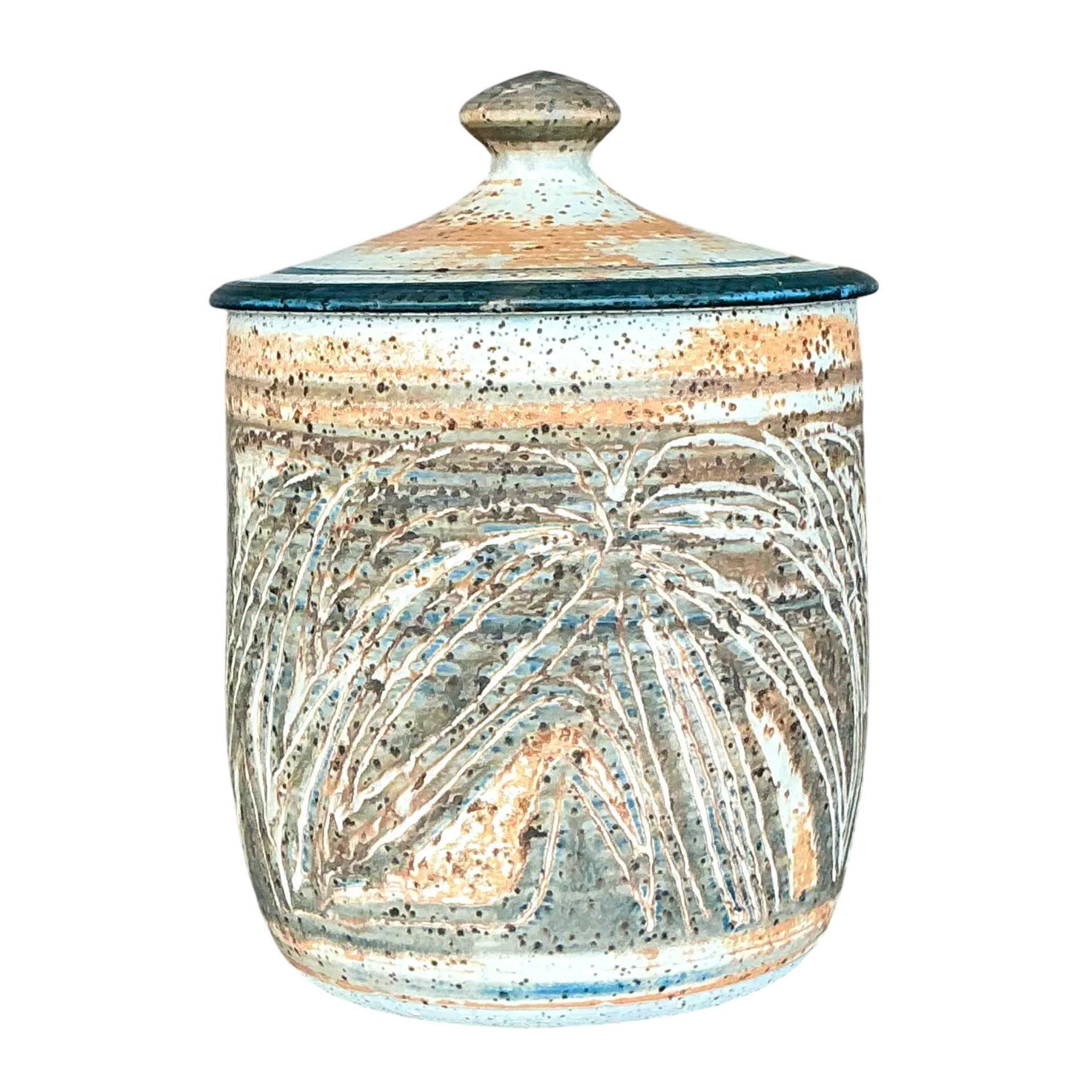 Vintage Boho Original Studio Pottery Lidded Urn