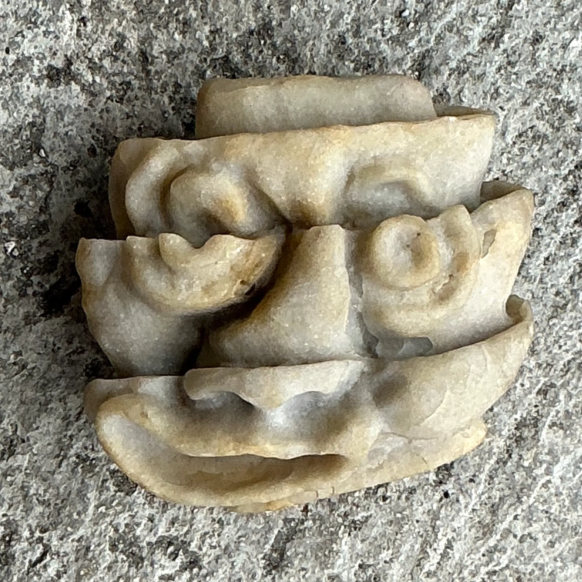 Vintage Boho Stacked Stone Face Sculpture - Detail view