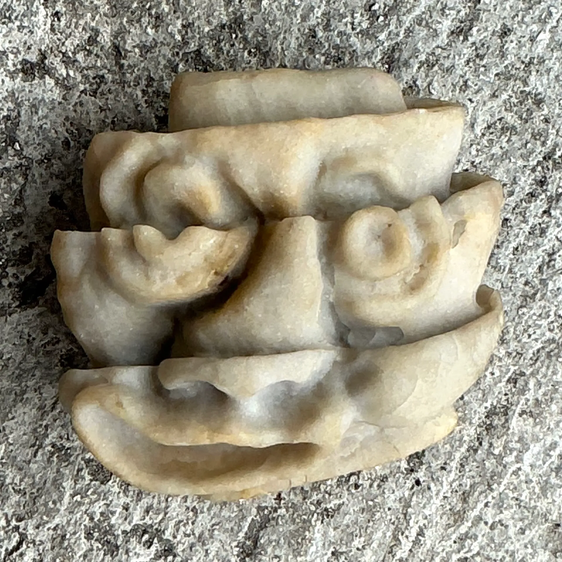 Vintage Boho Stacked Stone Face Sculpture - Side view
