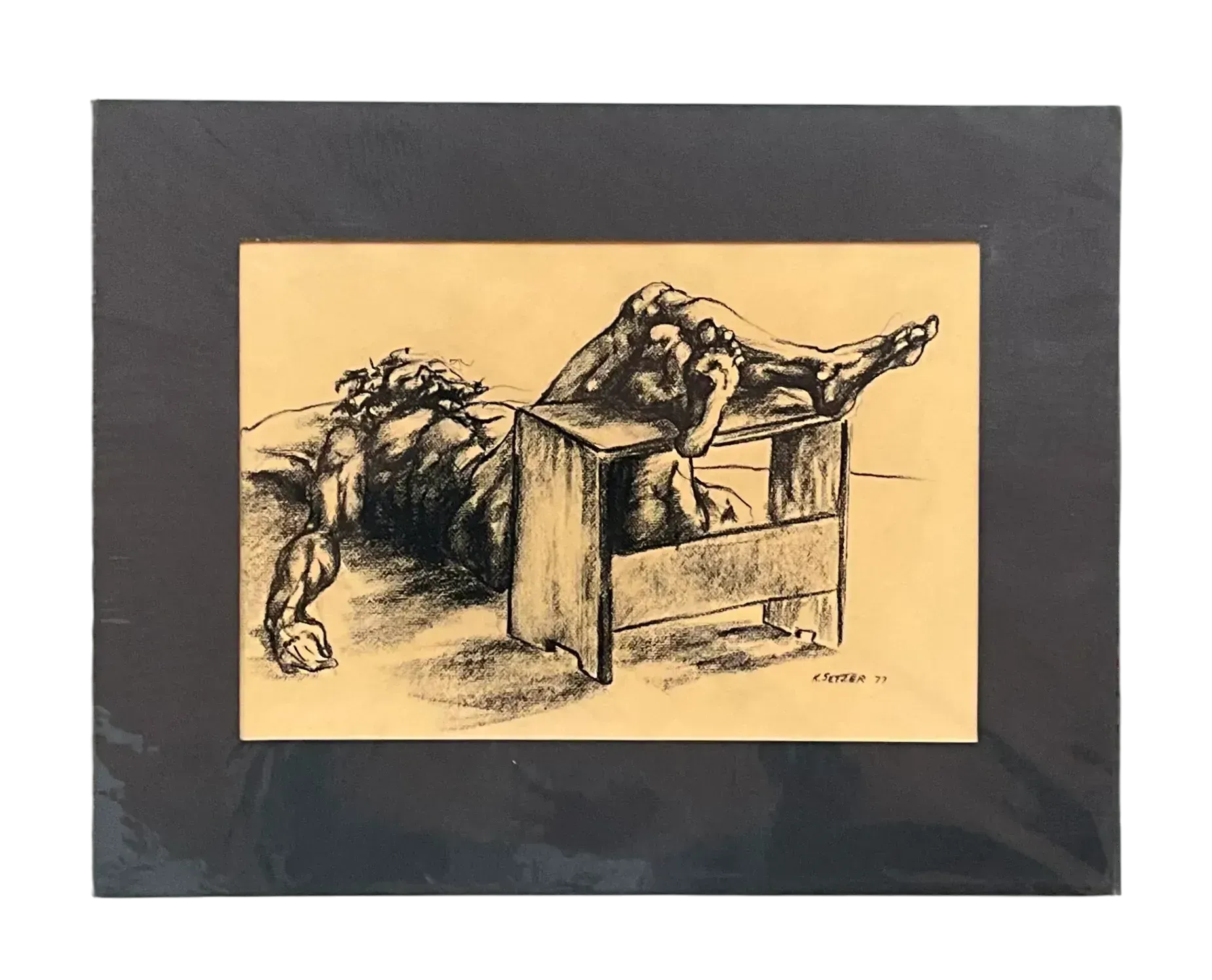 Vintage Boho Original Signed Nude Sketch