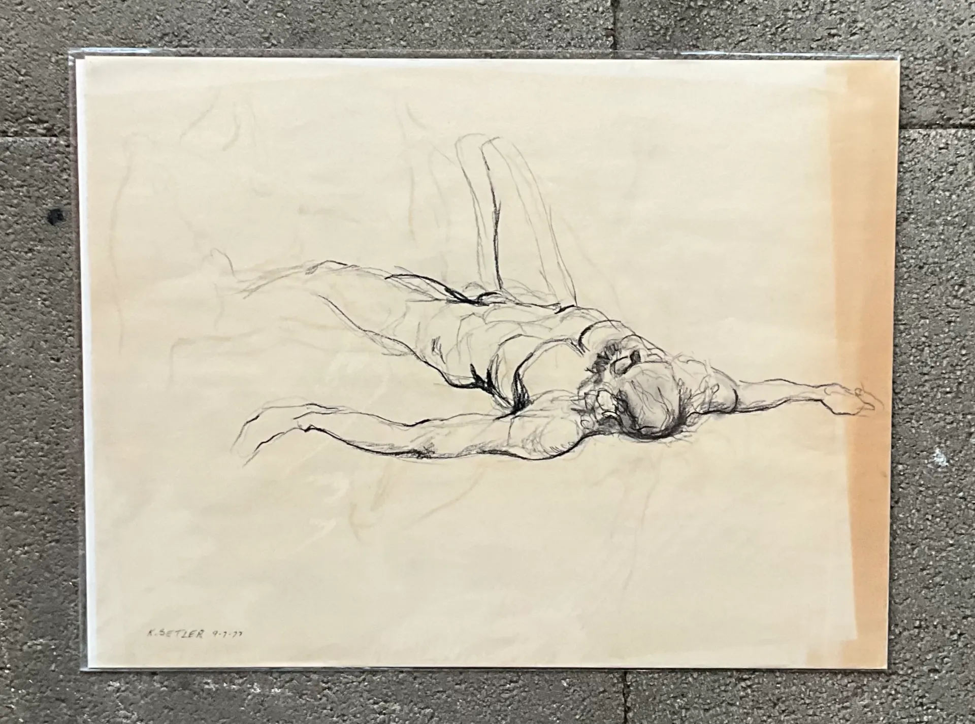Vintage Boho Original Signed Nude Sketch - Detail view