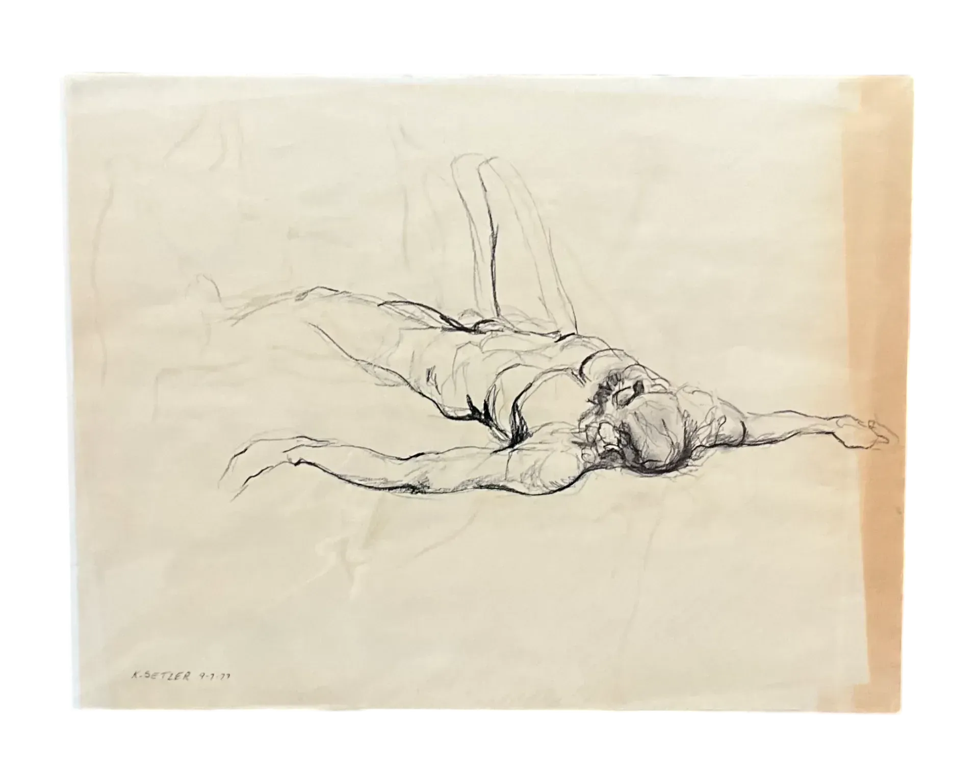 Vintage Boho Original Signed Nude Sketch