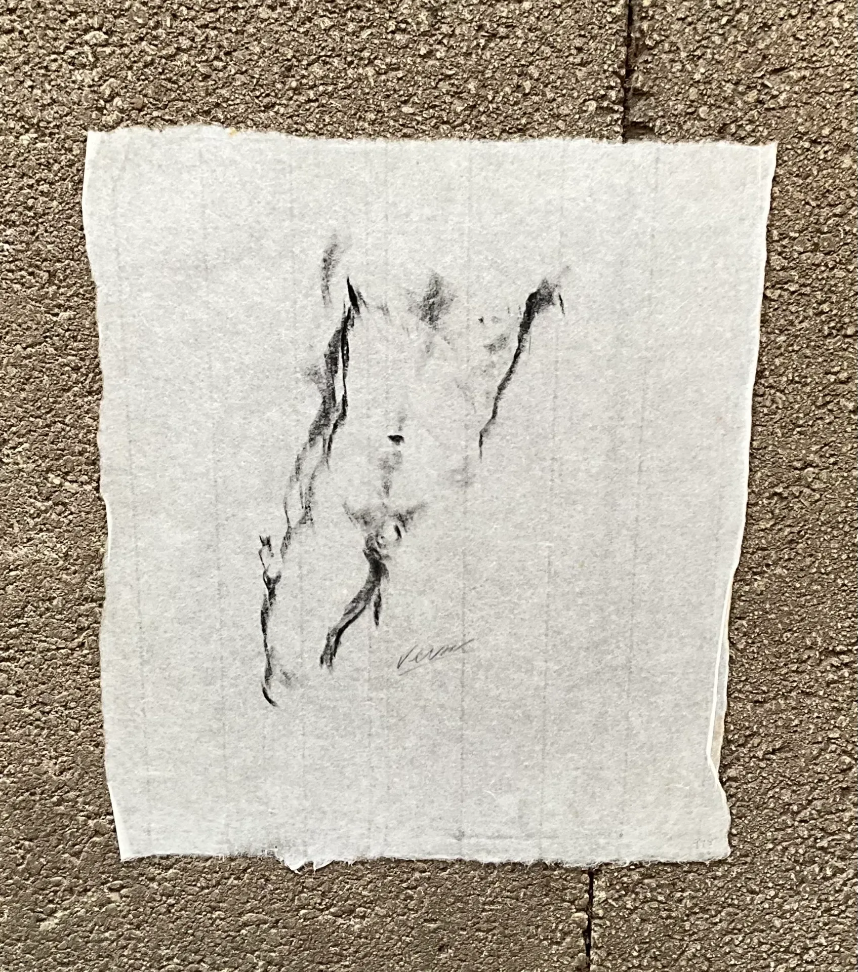 Vintage Boho Nude Sketch of Man - Back view
