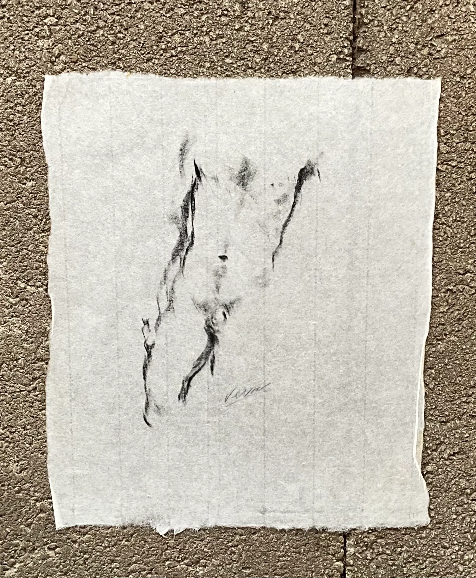 Vintage Boho Nude Sketch of Man - Top view
