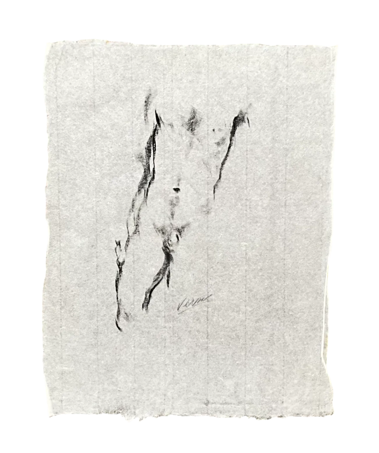 Vintage Boho Nude Sketch of Man