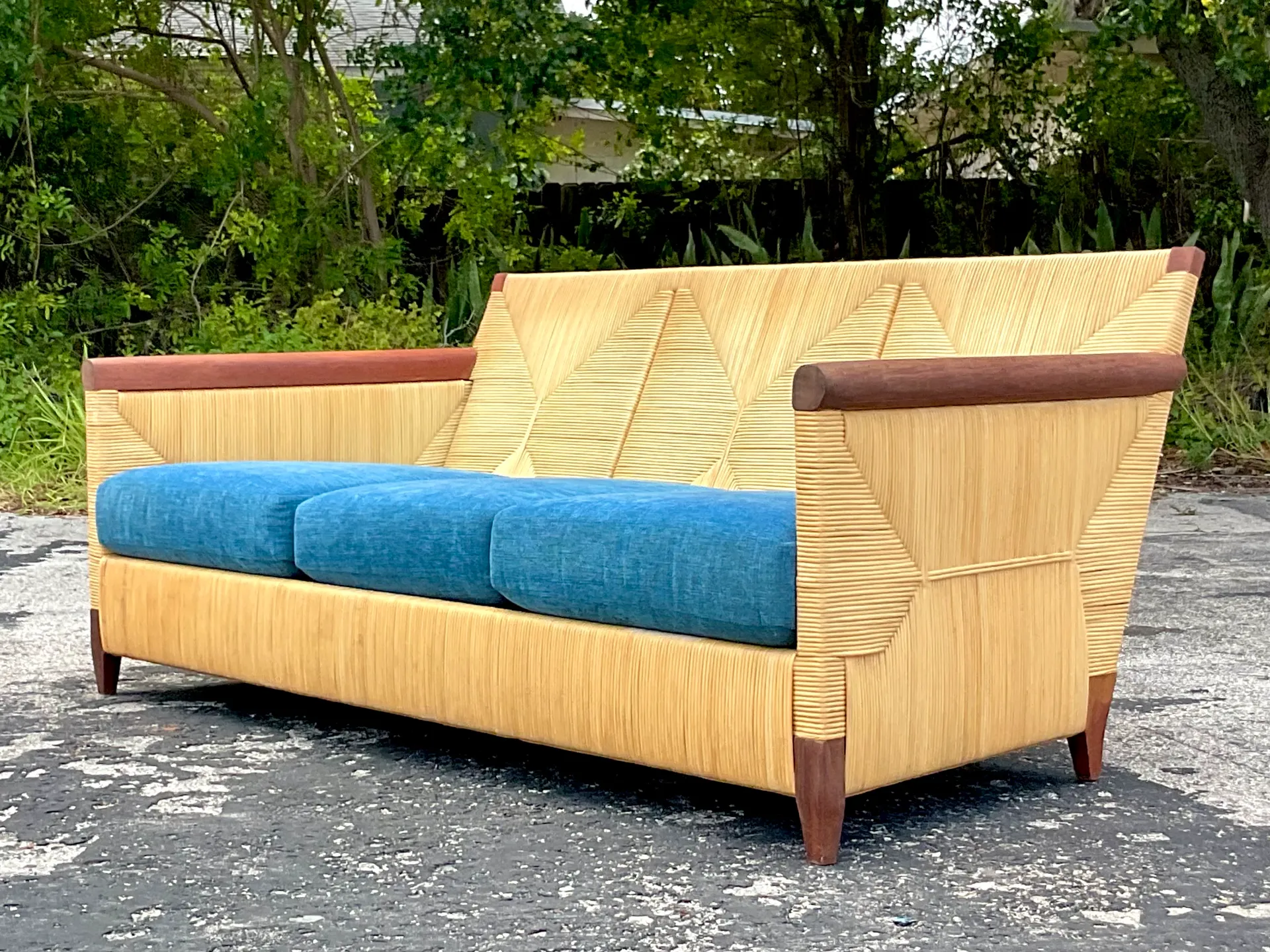 Vintage Boho John Hutton for Donghia “Merbau” Rush Sofa - Side view