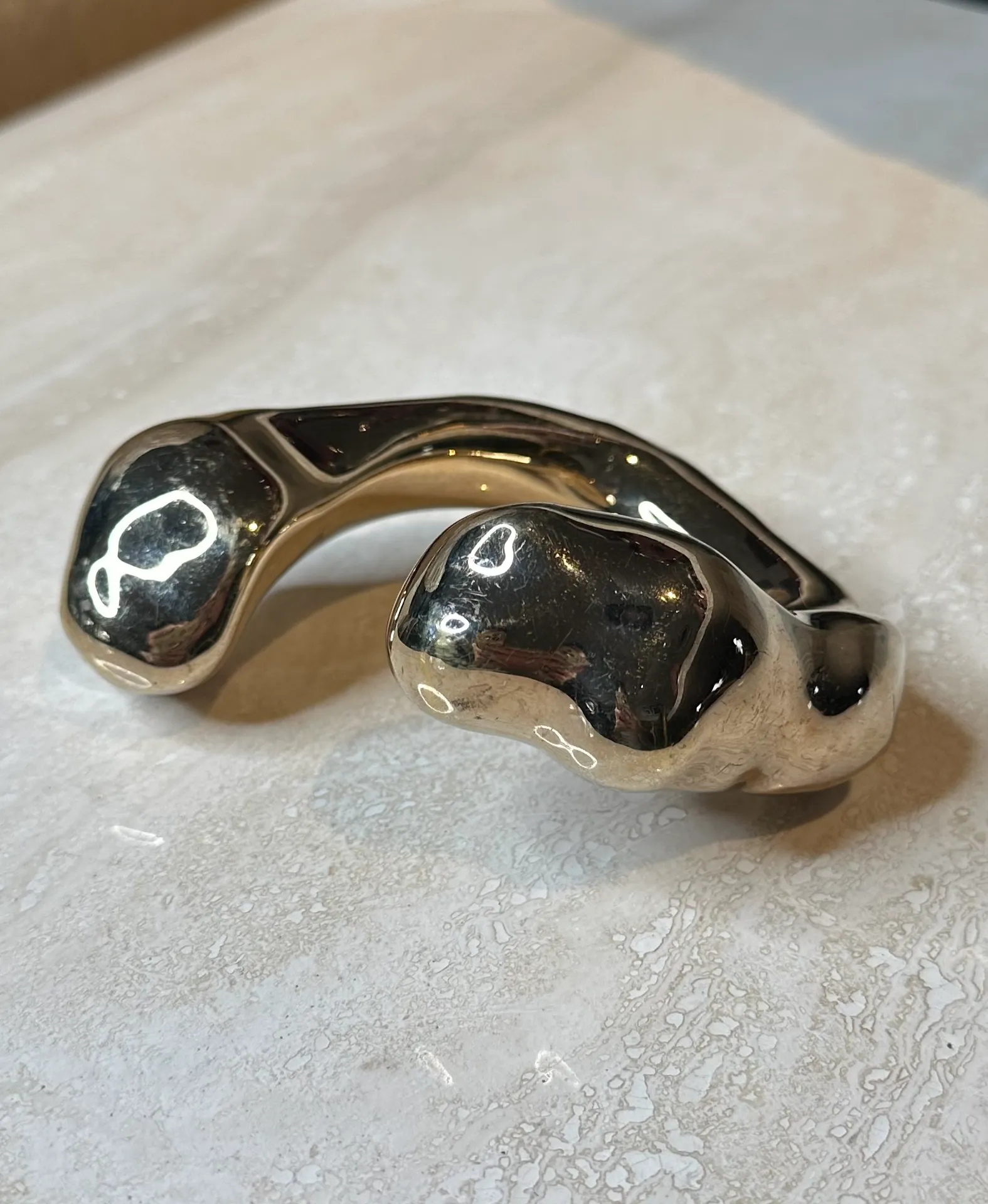 Vintage Boho Margiela Gold Abstract Bangle - Detail view