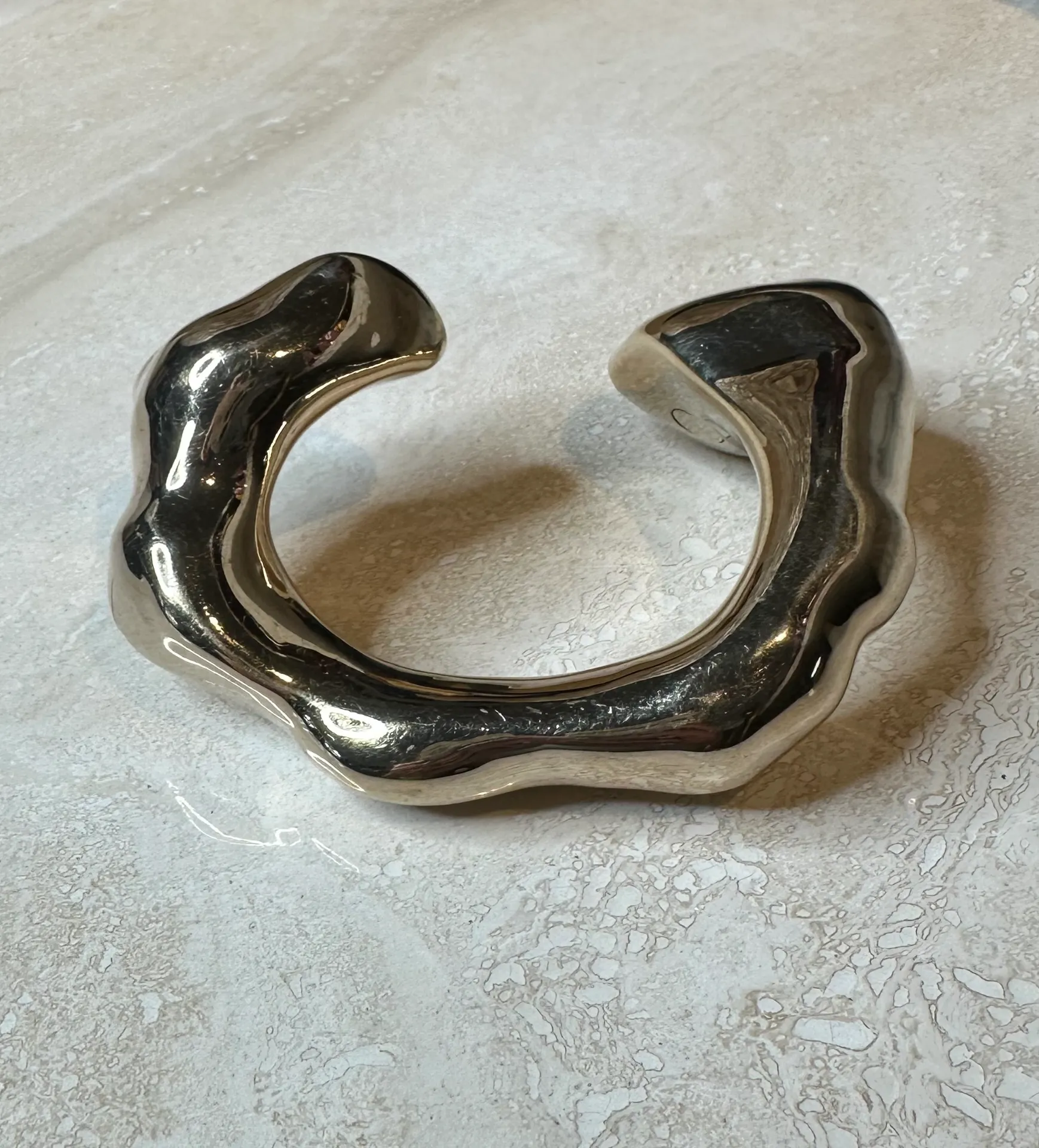 Vintage Boho Margiela Gold Abstract Bangle - Side view