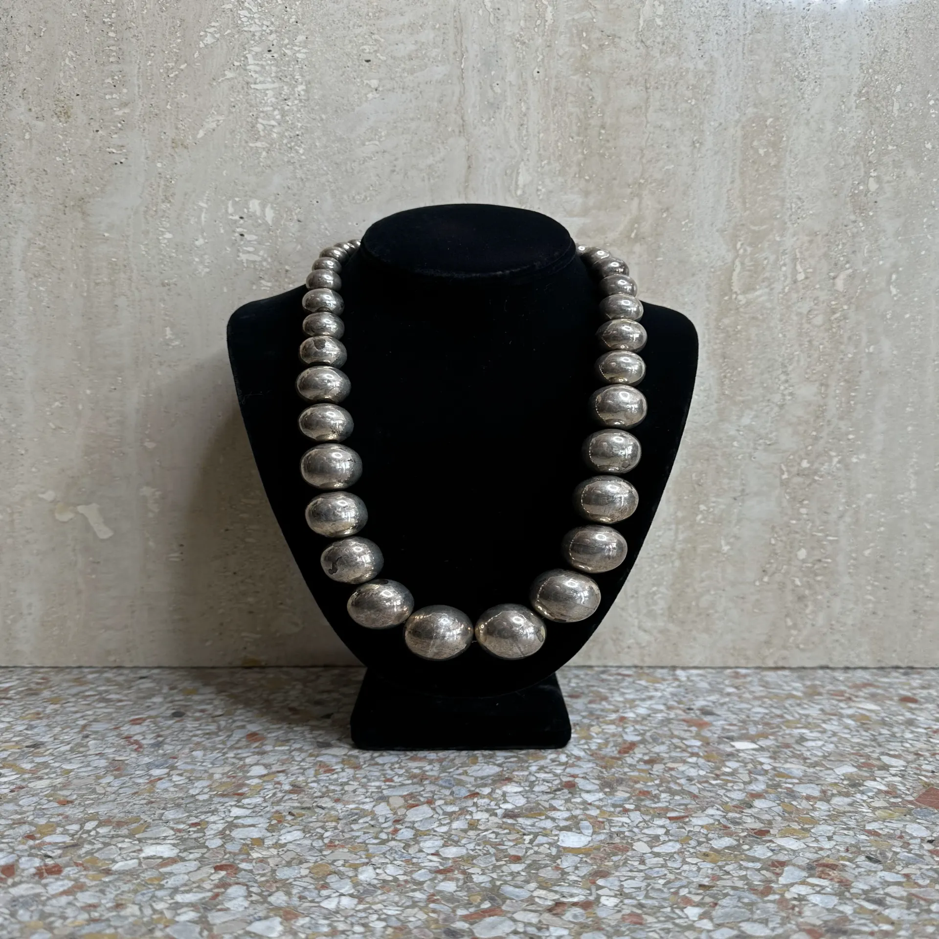 Vintage Silver 925 Bead Necklace  - Detail view