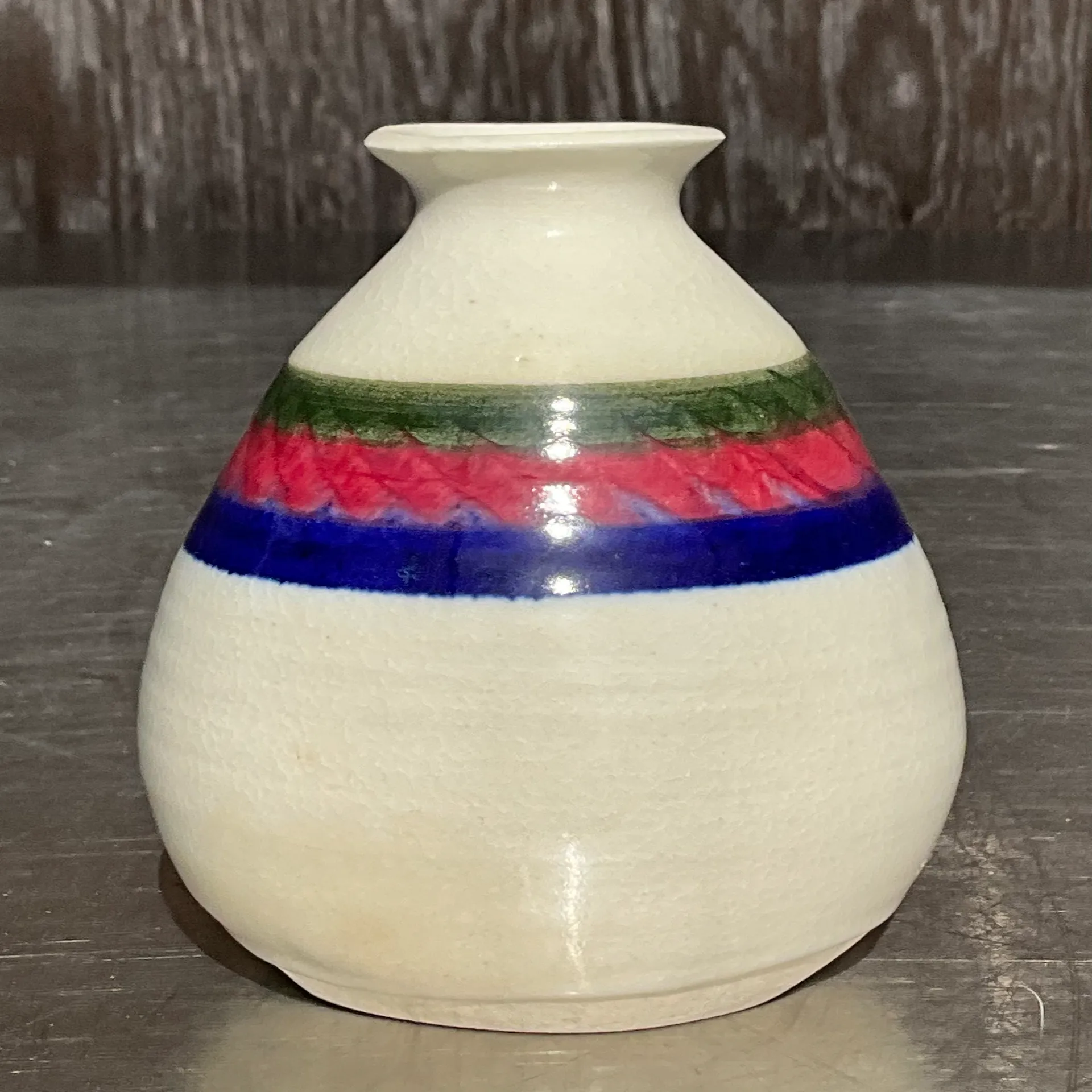 Vintage Boho Studio Pottery Vase - Back view