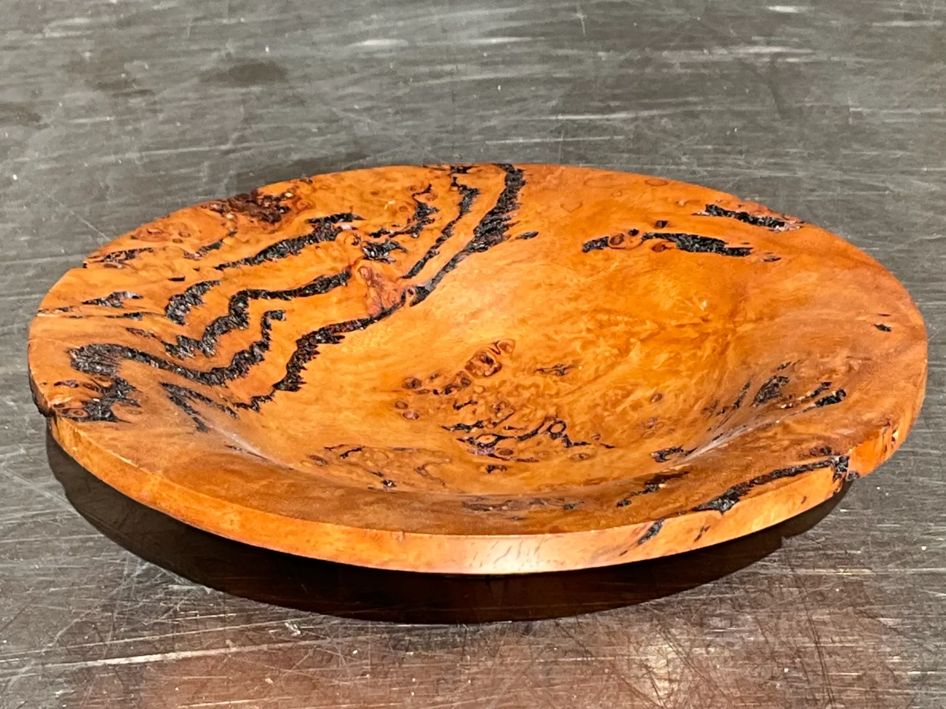 Vintage Boho Burl Wood Bowl  - Back view