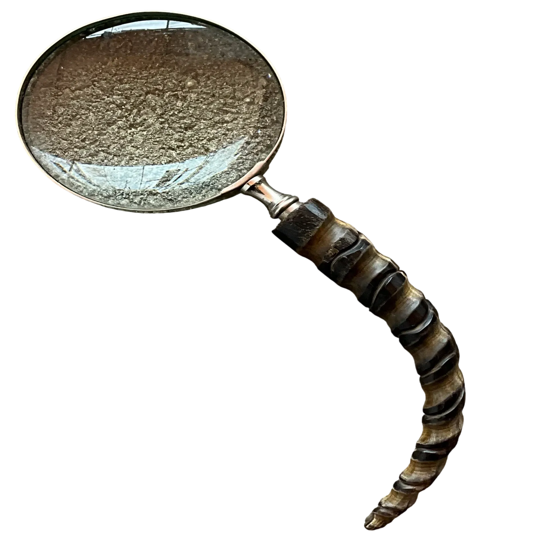 Vintage Carved Wood Horn Magnifying Glass 