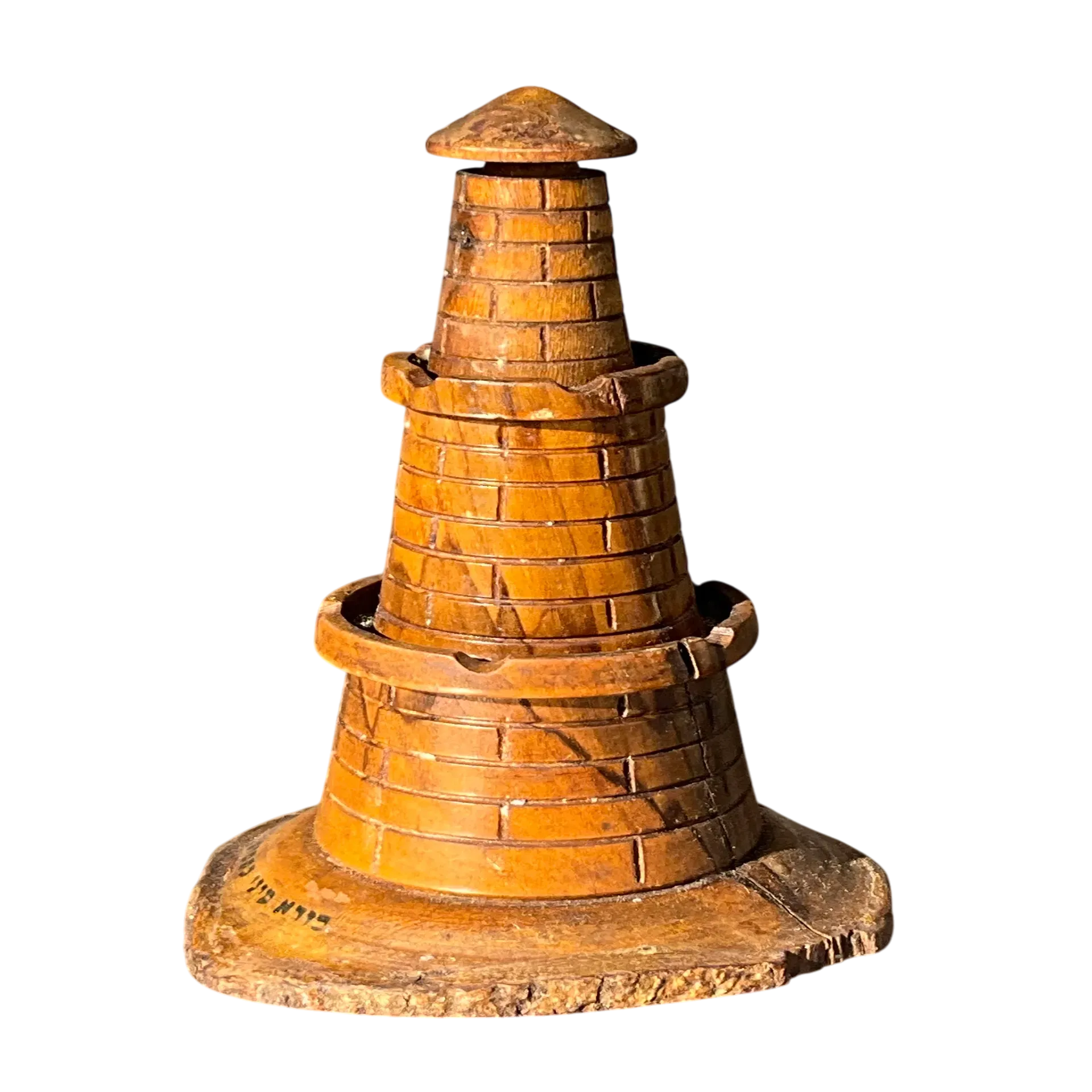Vintage Boho Wood Carved Lighthouse 