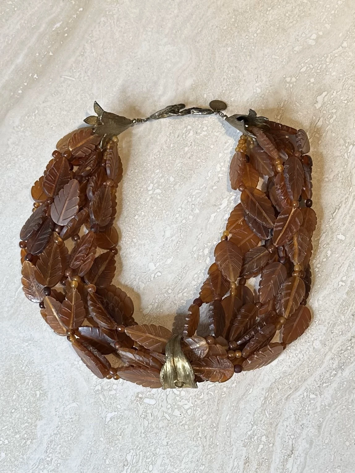 Monumental YSL Leaf Necklace - Side view