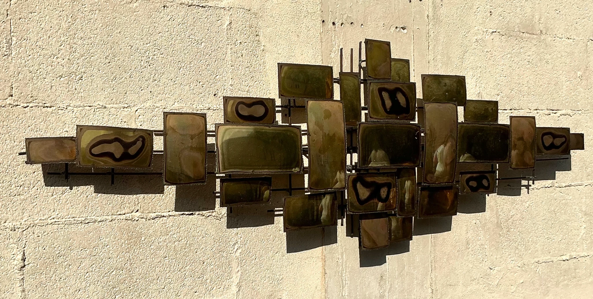 Vintage Boho Torch Cut Wall Sculpture - Back view