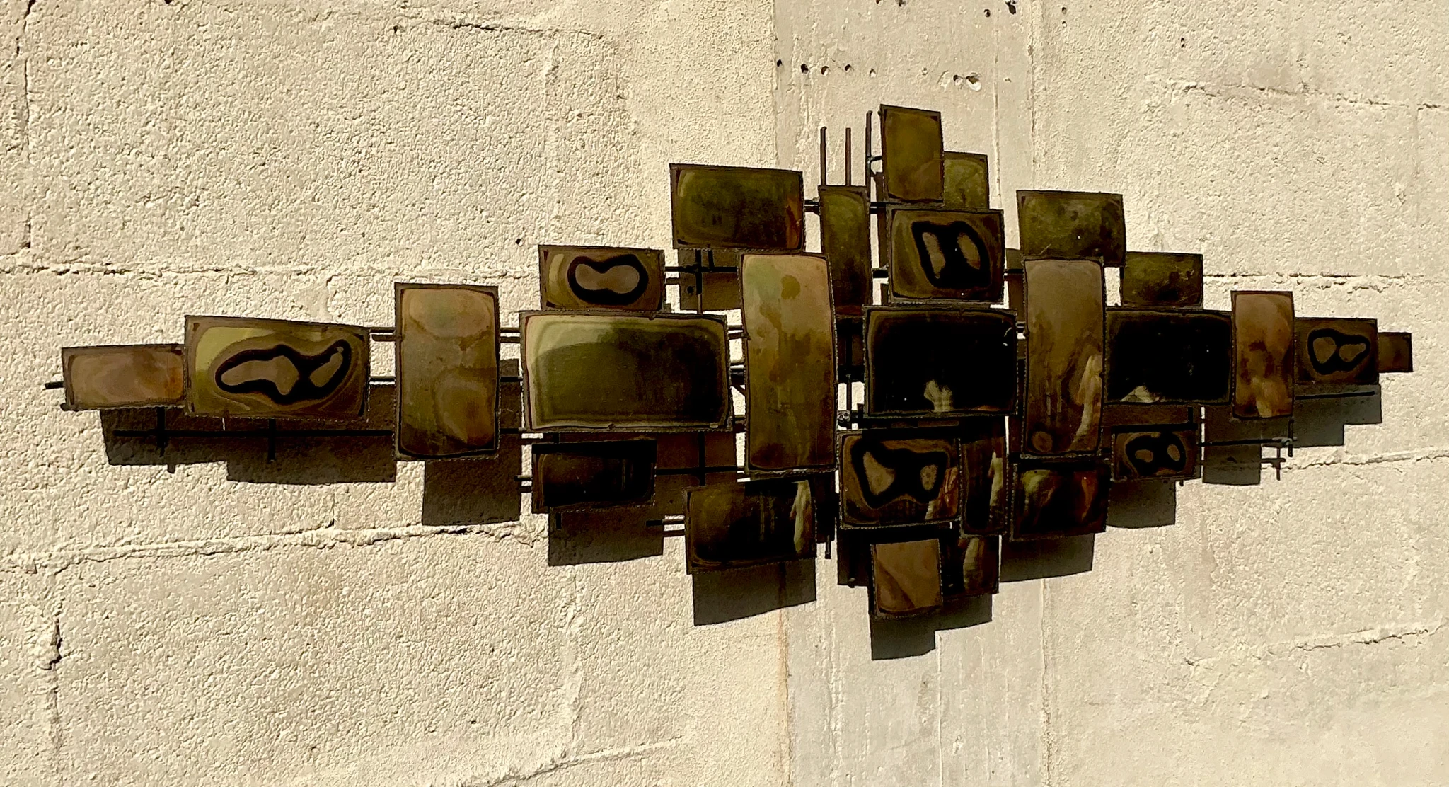 Vintage Boho Torch Cut Wall Sculpture - Top view