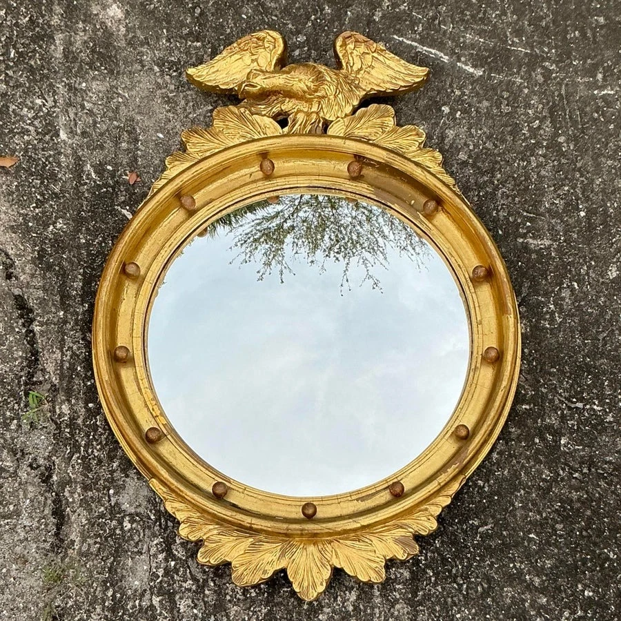 Vintage Regency Gilt Federal Convex Eagle Mirror - Detail view