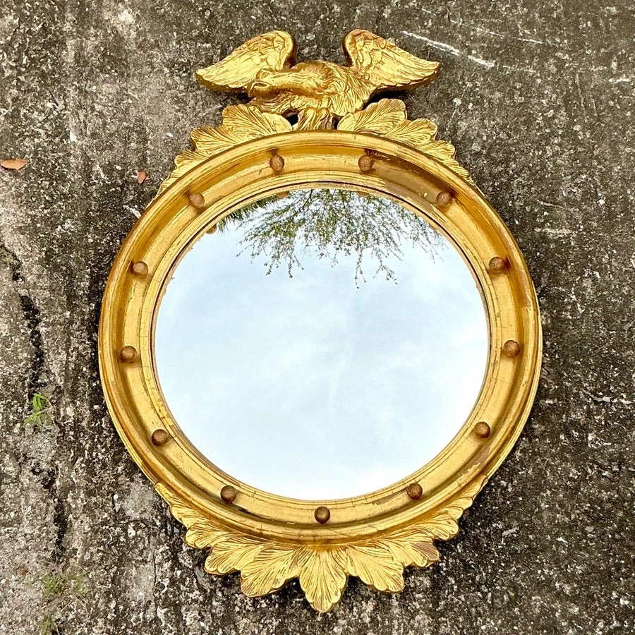 Vintage Regency Gilt Federal Convex Eagle Mirror - Side view