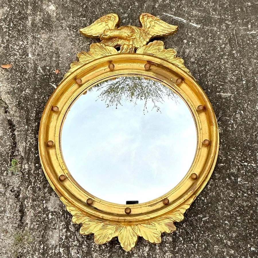 Vintage Regency Gilt Federal Convex Eagle Mirror - Back view