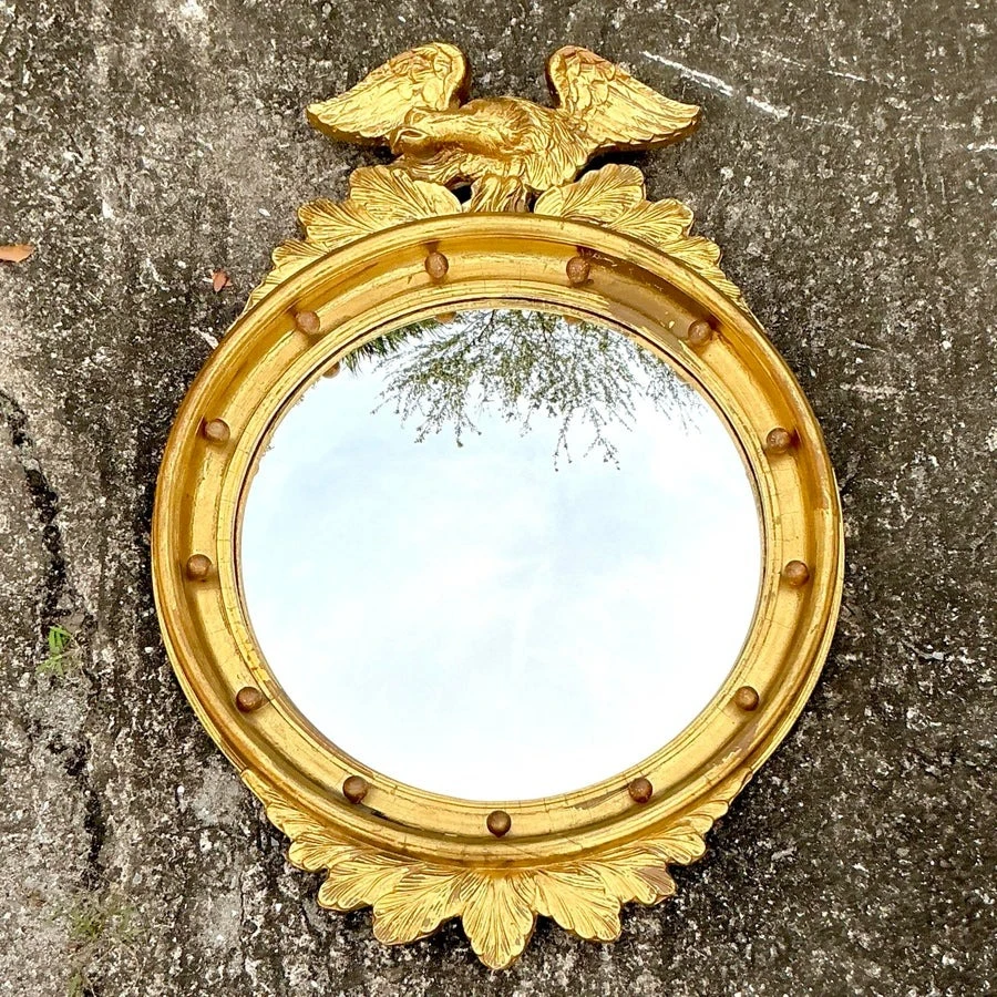 Vintage Regency Gilt Federal Convex Eagle Mirror - Top view