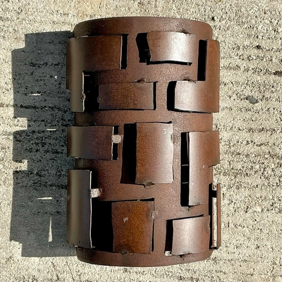 Vintage Boho French Brutalist Wall Sconce - Detail view