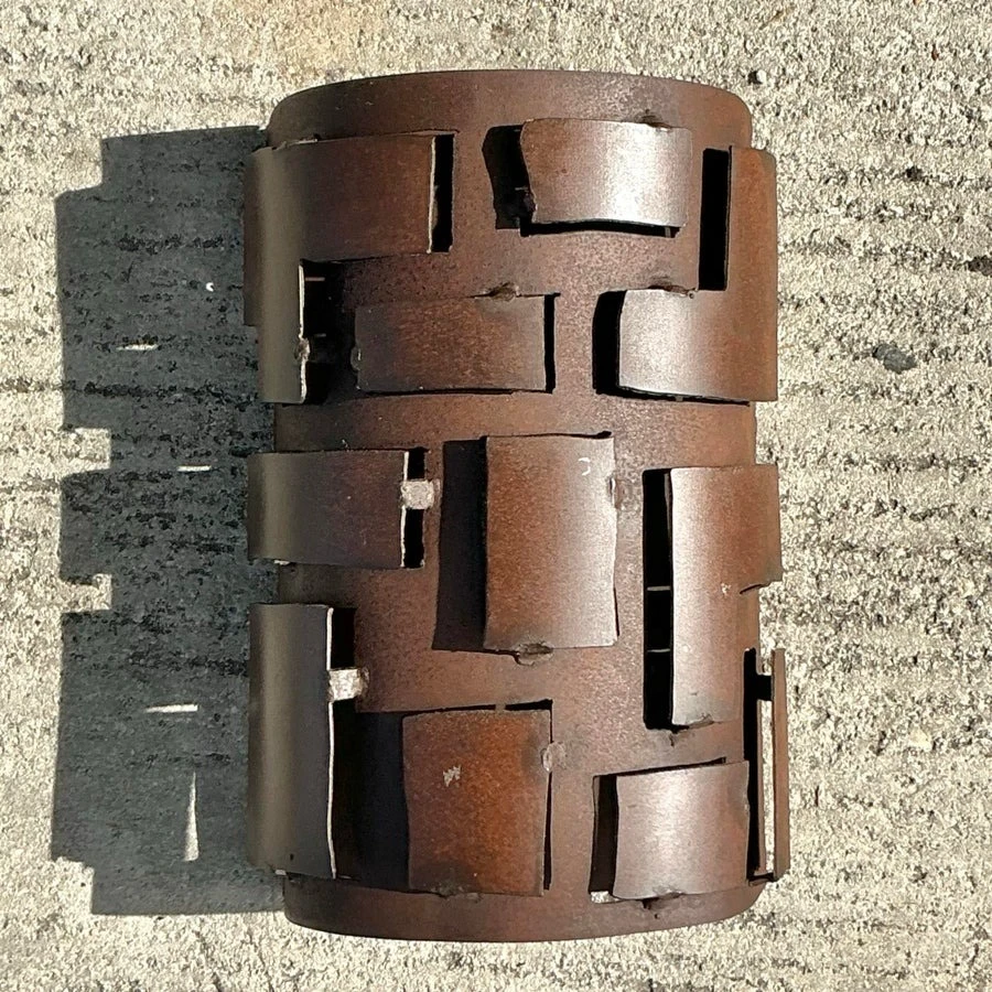 Vintage Boho French Brutalist Wall Sconce - Side view