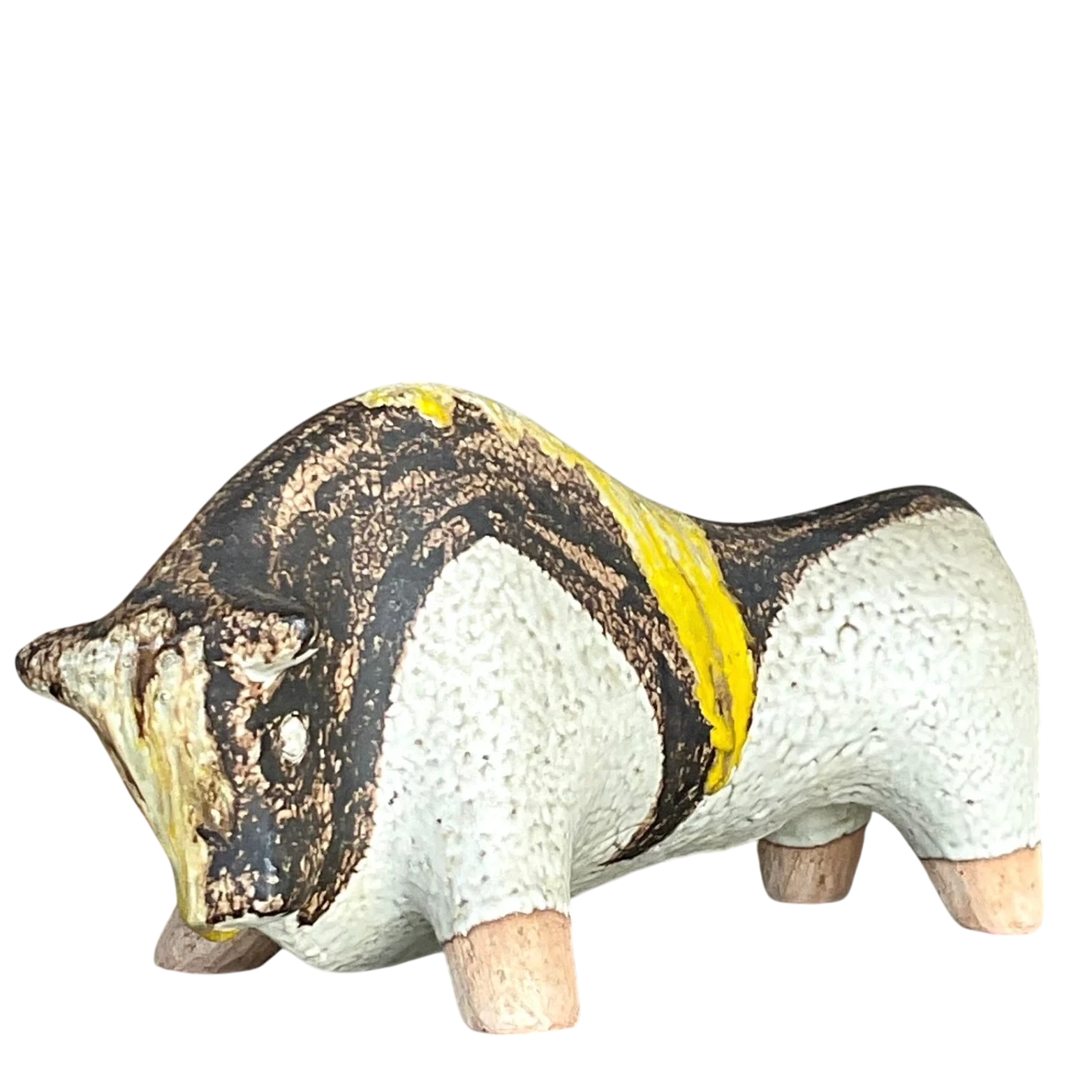 Vintage Mid 20th Century Hand Painted Ceramic Bull