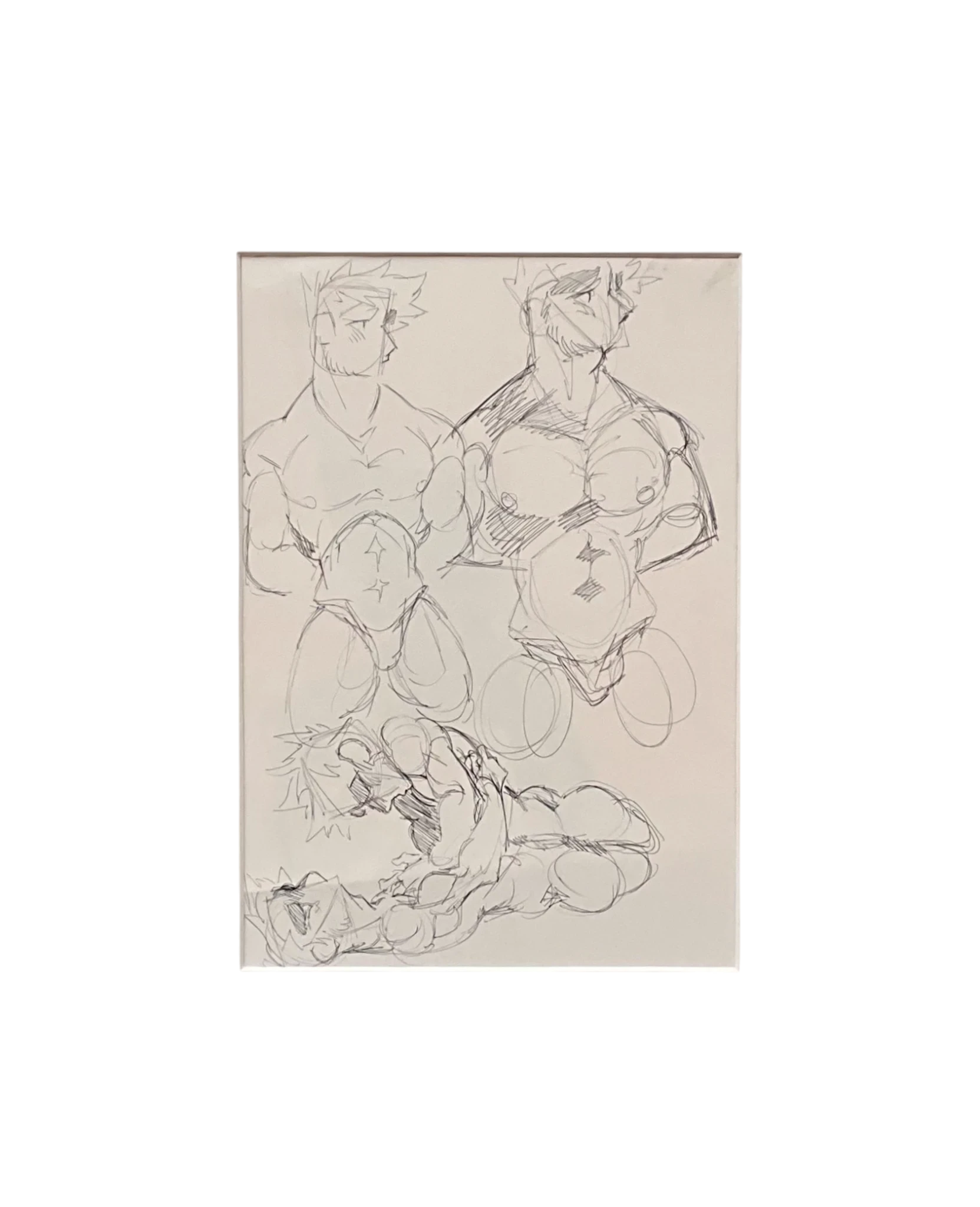 Vintage Boho Sketch of Nude Men