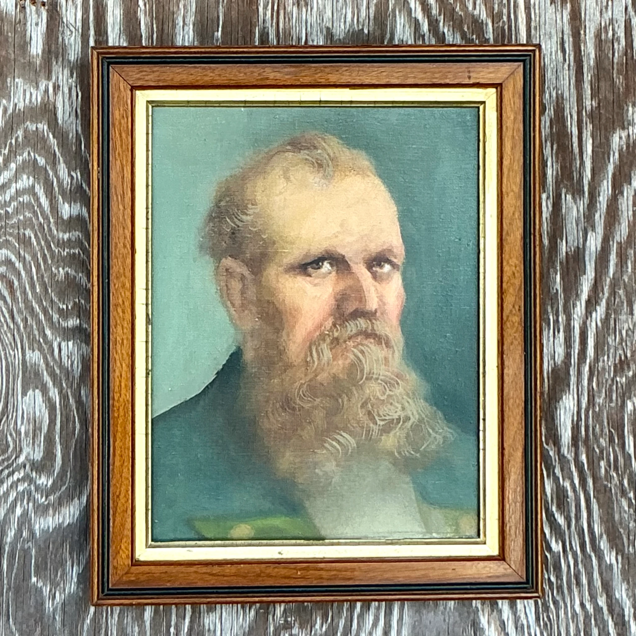 Vintage Boho Original Oil Portrait on Canvas - Side view