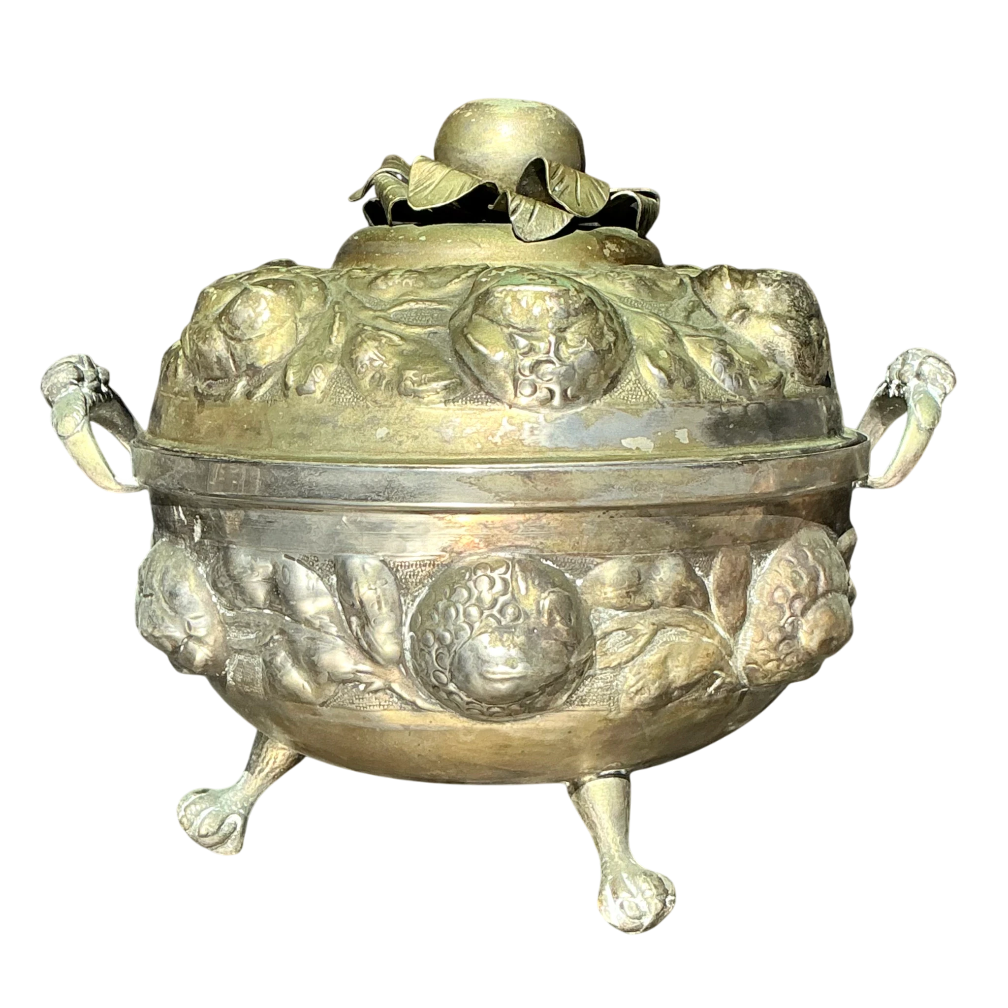 Vintage Patinated Metal Lidded Urn