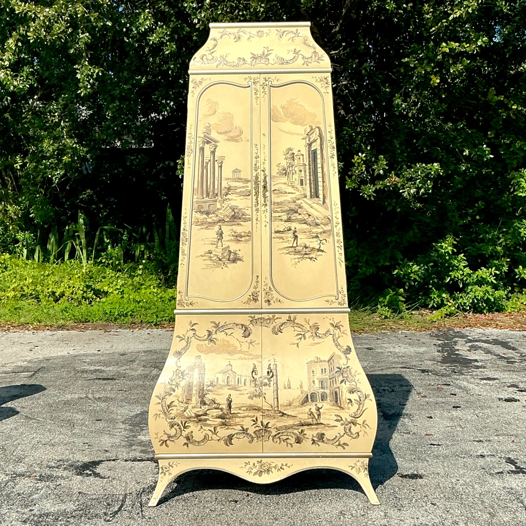Vintage Boho Painted Grand Tour Cabinet - Detail view