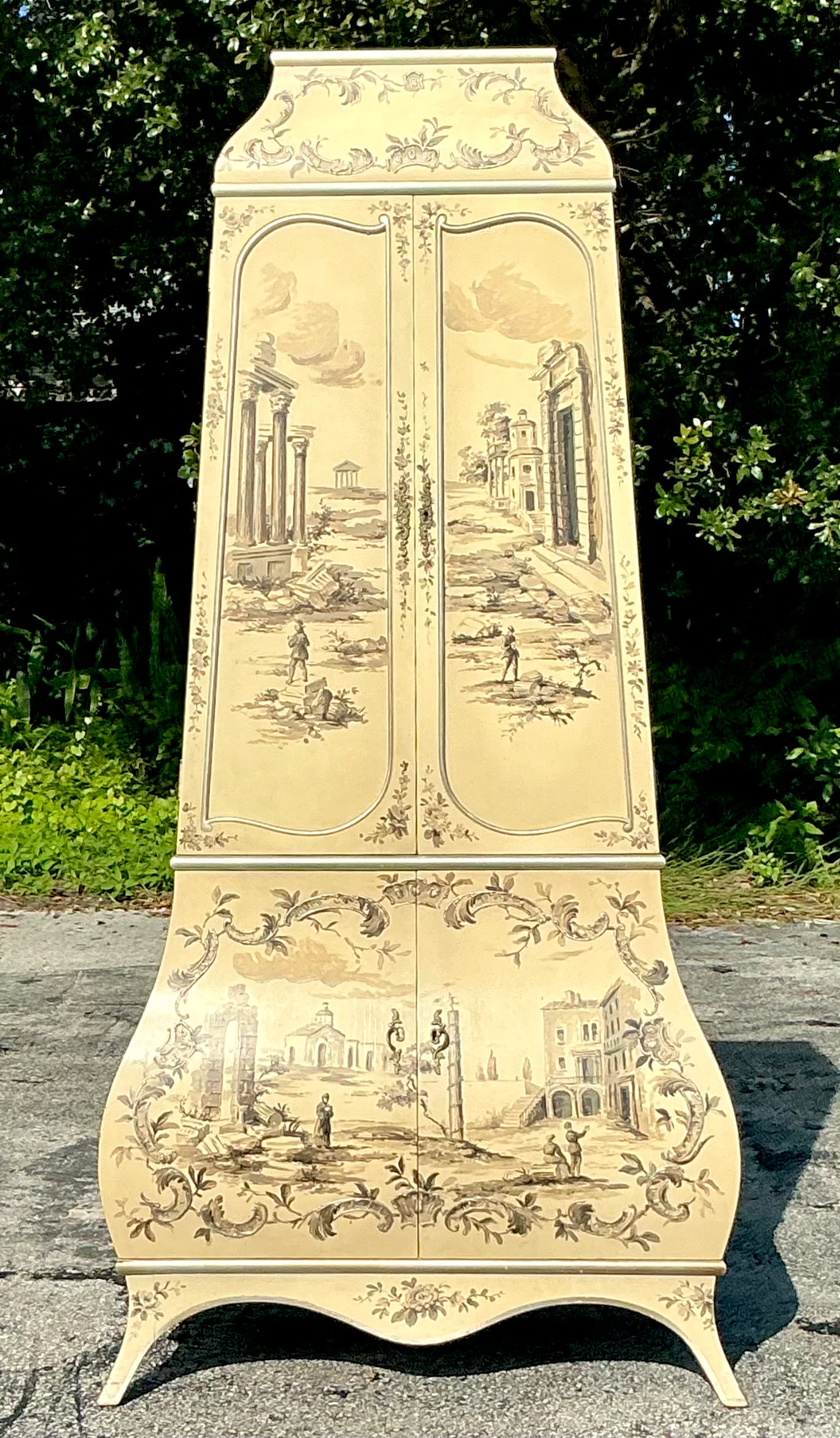 Vintage Boho Painted Grand Tour Cabinet - Side view